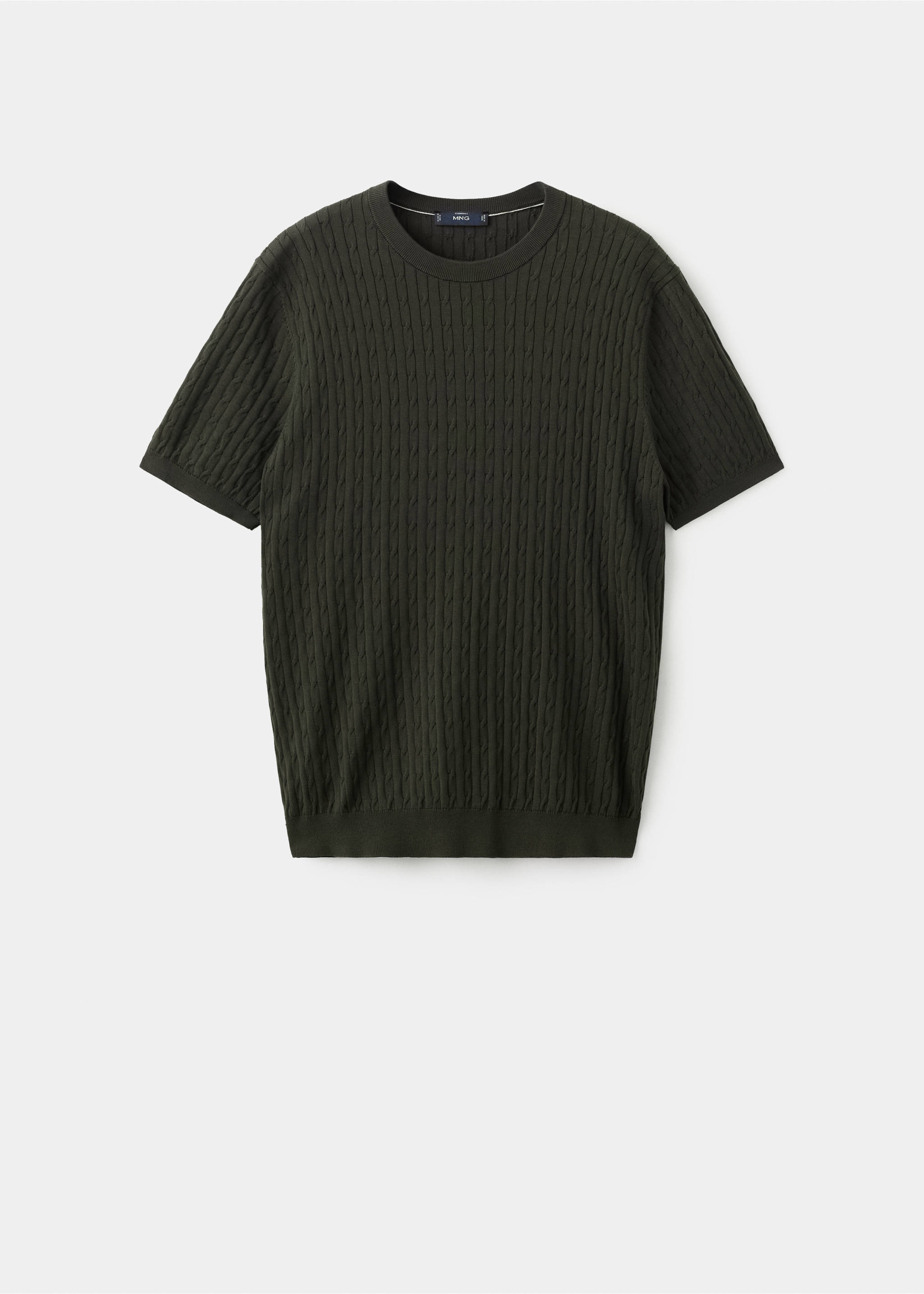 Трикотажная футболка с плетеным узором из 100% хлопка - Изделие без модели, Шоколадный. Ref: 27075939-00.