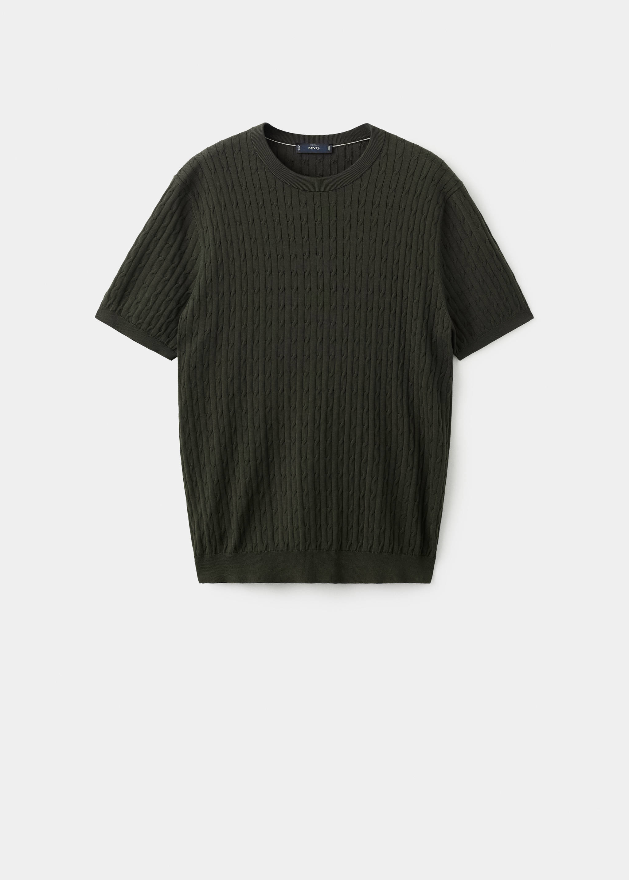 Трикотажная футболка с плетеным узором из 100% хлопка - Изделие без модели