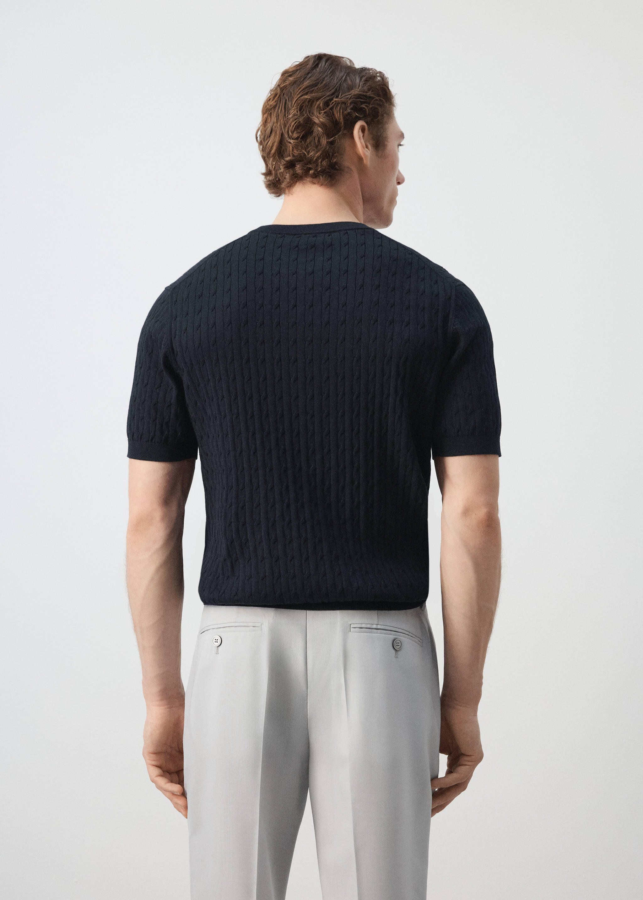 Cable knit T-shirt 100% cotton - Reverse of the article