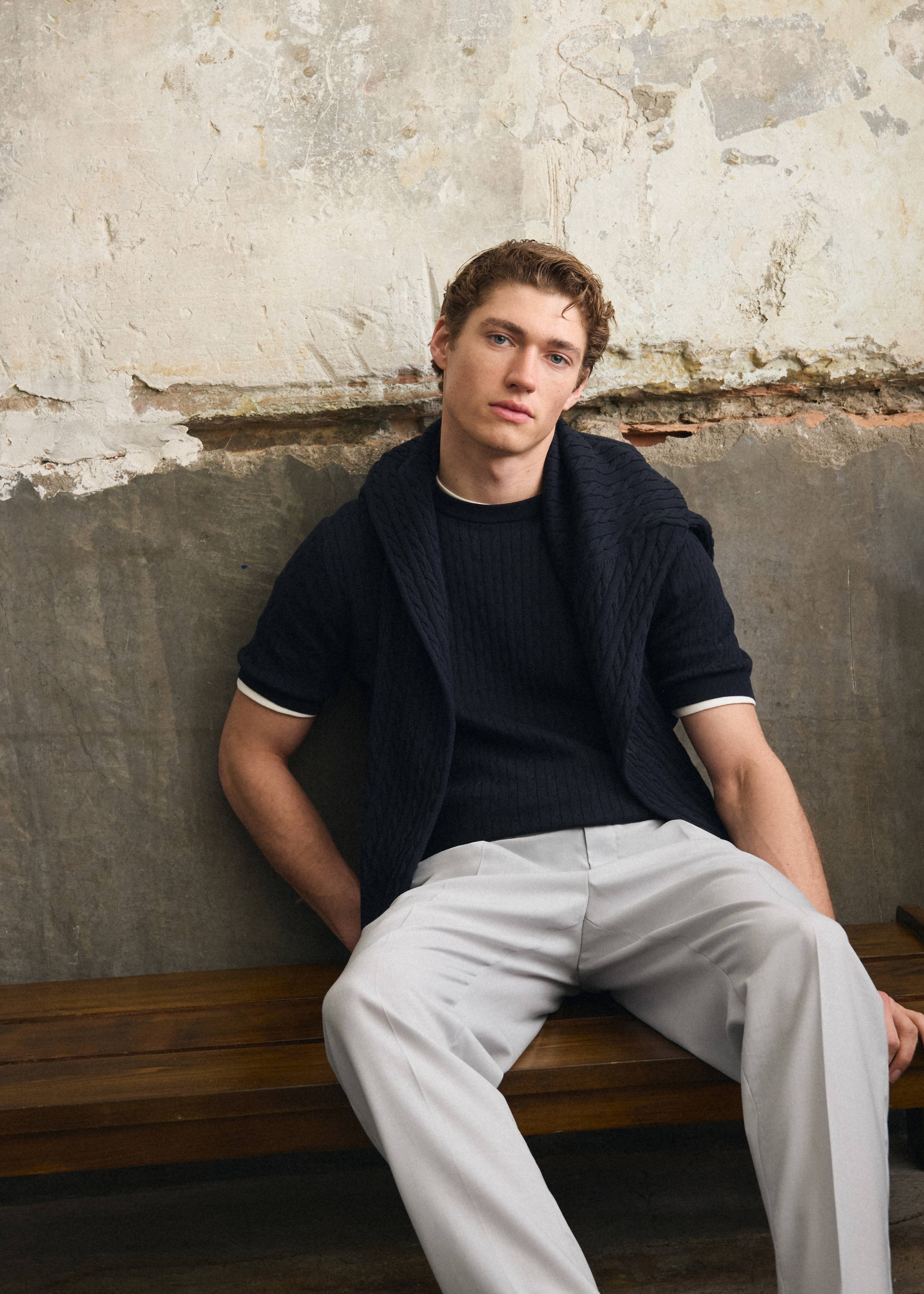 Samarreta punt trenat 100% cotó - Detall de l'article 5, Blau nit. Ref: 27075939-02.