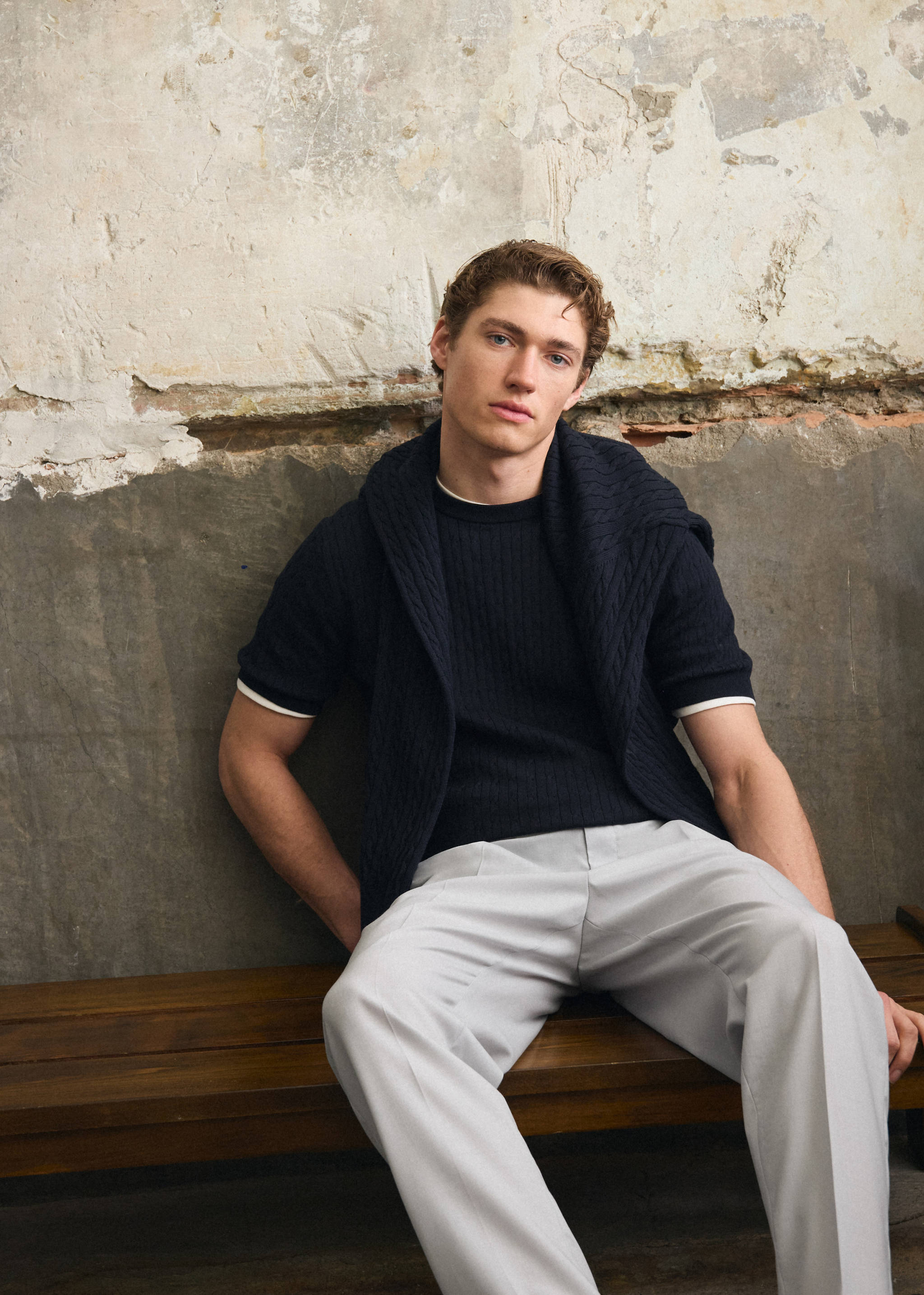 Cable knit T-shirt 100% cotton - Details of the article 5