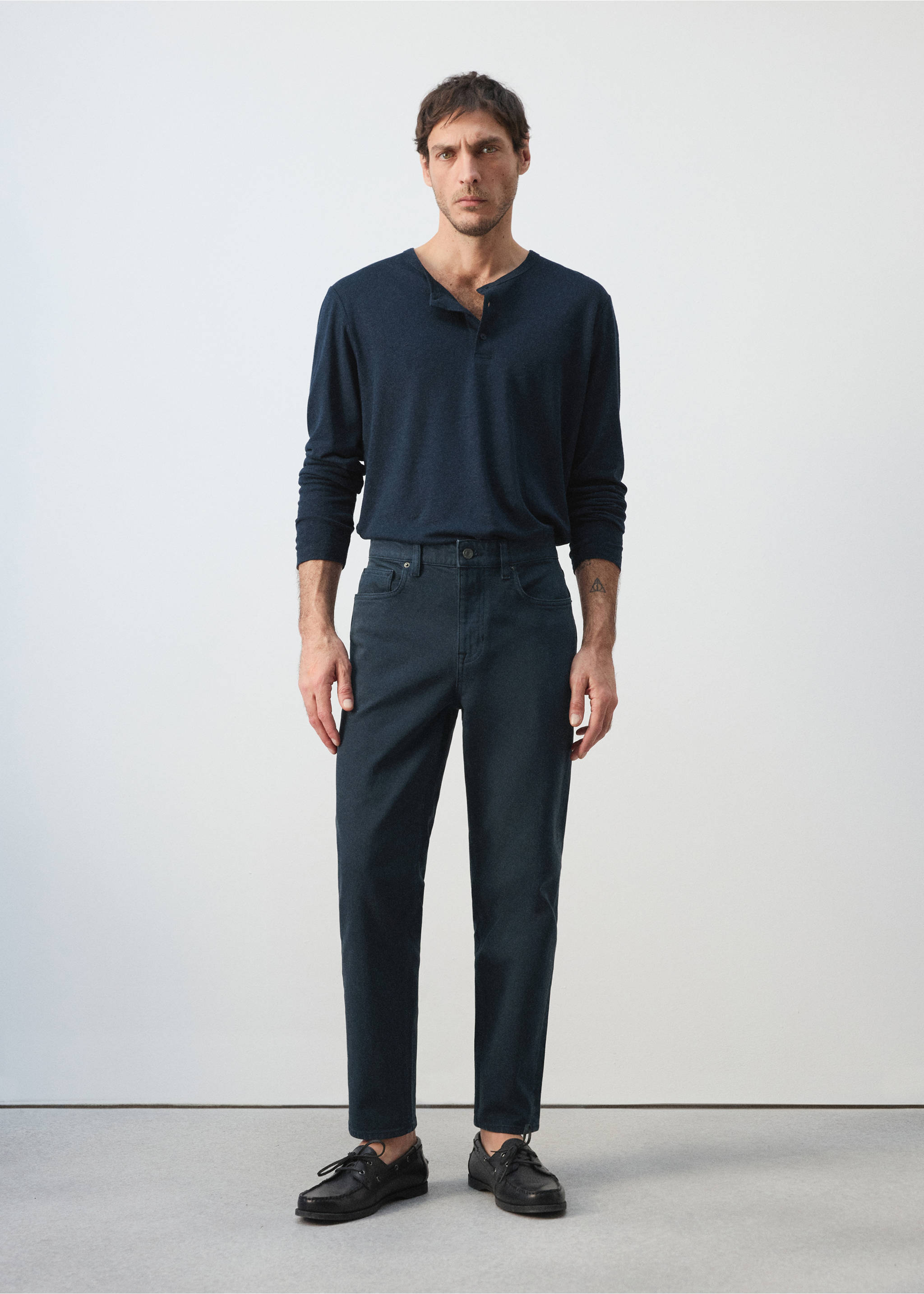 Ben cropped tapered-fit jeans - General plane, Navy. Ref: 27075940-00.