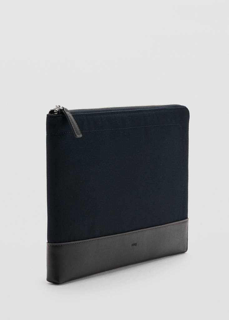 Laptop case with leather details — Brown