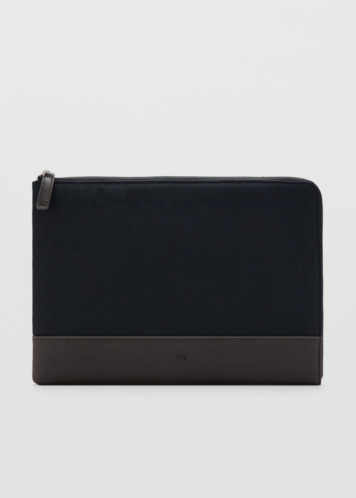 Laptop case with leather details — Brown