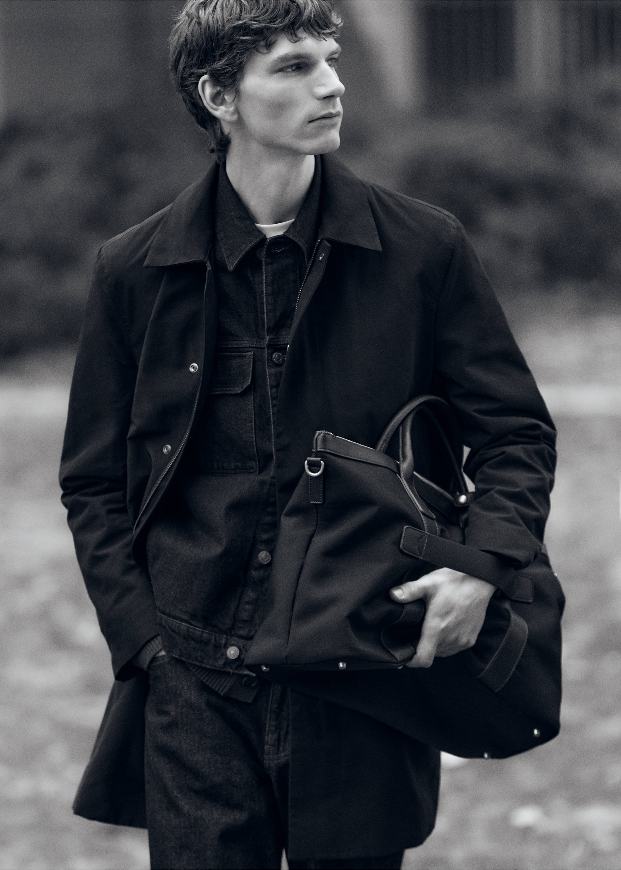 Travel tote bag with leather details - General plane, Navy. Ref: 27075942-00.