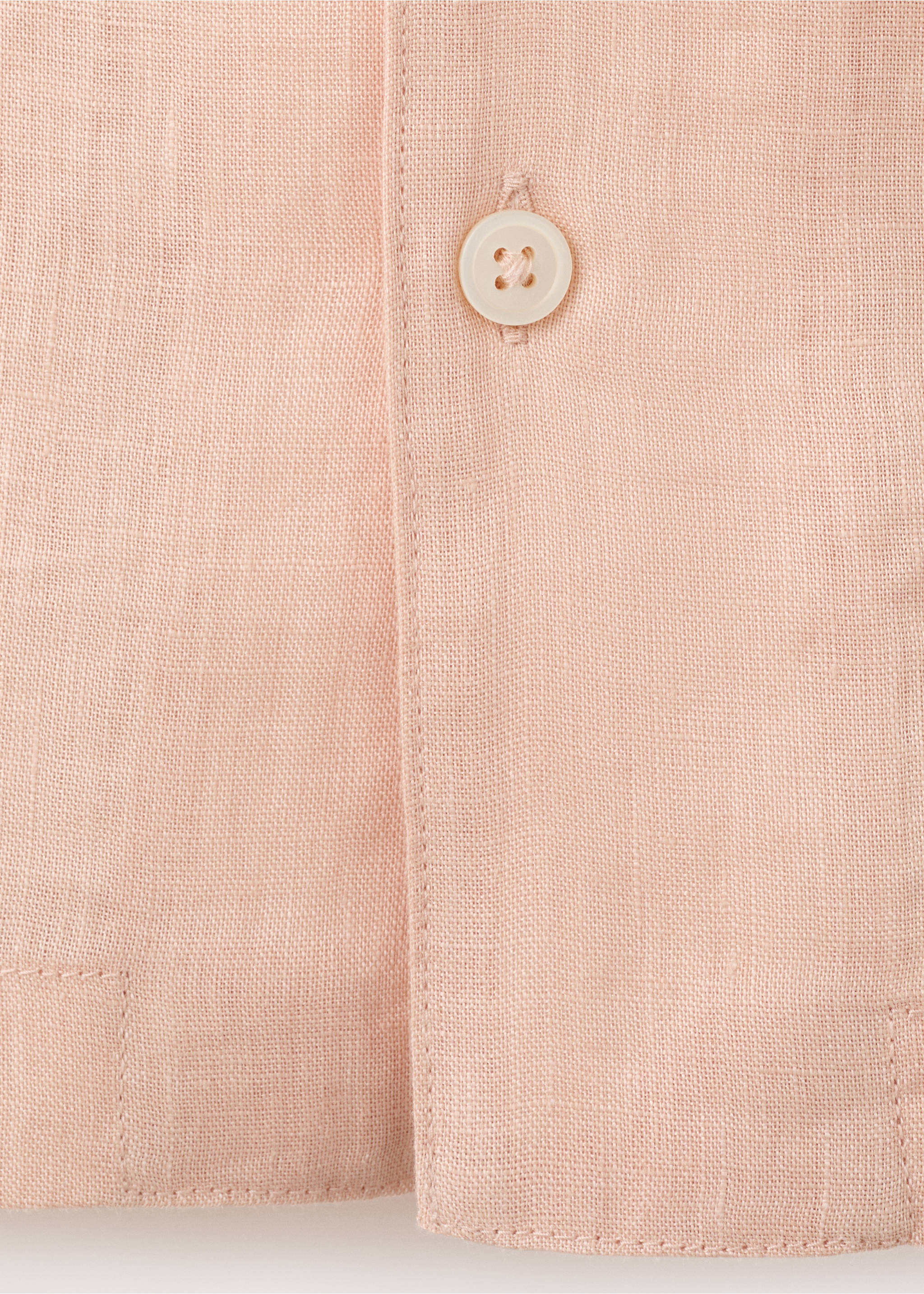 100% linen bowling-collar shirt - Details of the article 0, Peach. Ref: 27075948-00.