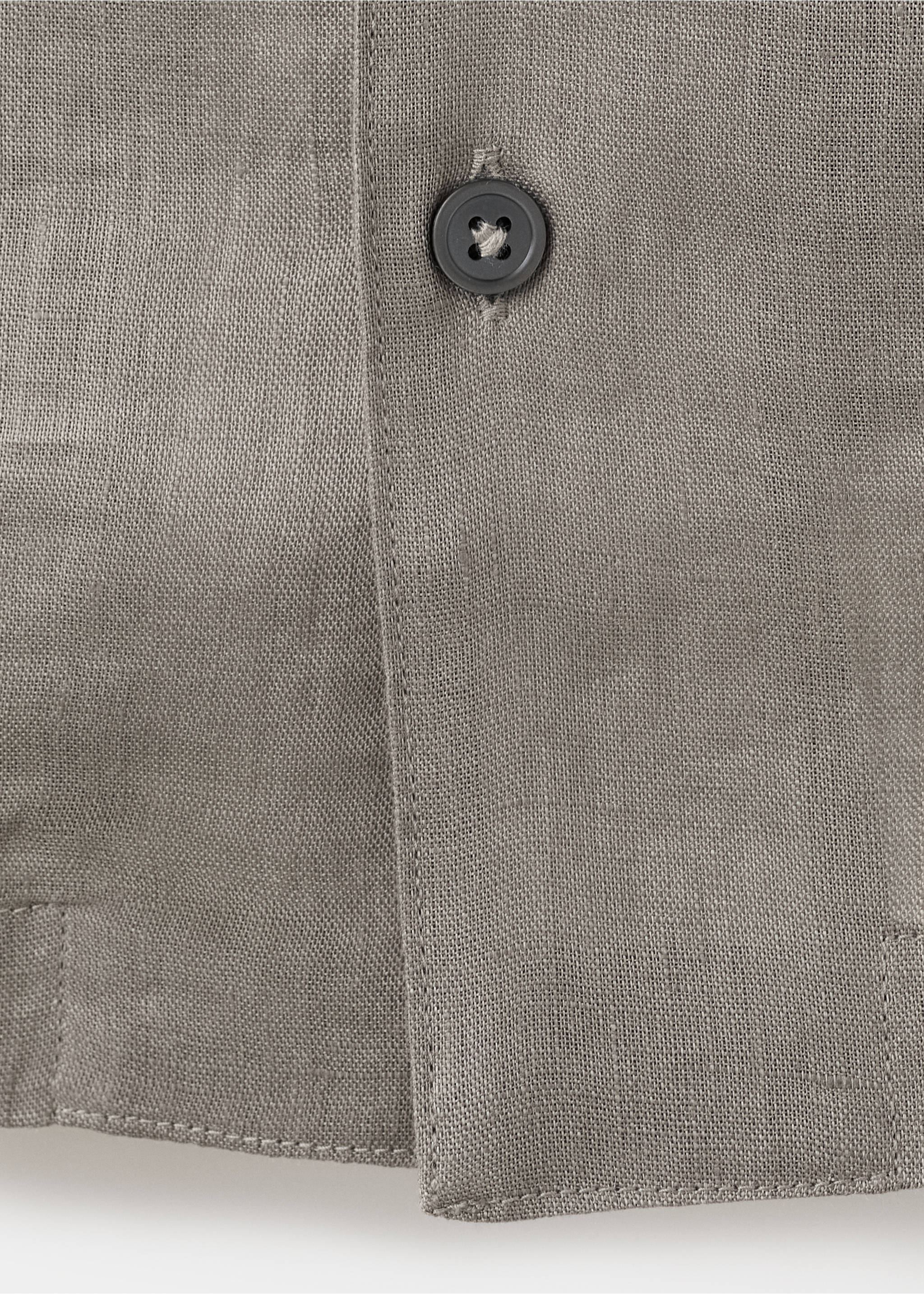 100% linen bowling-collar shirt - Details of the article 0, Medium Brown. Ref: 27075948-00.