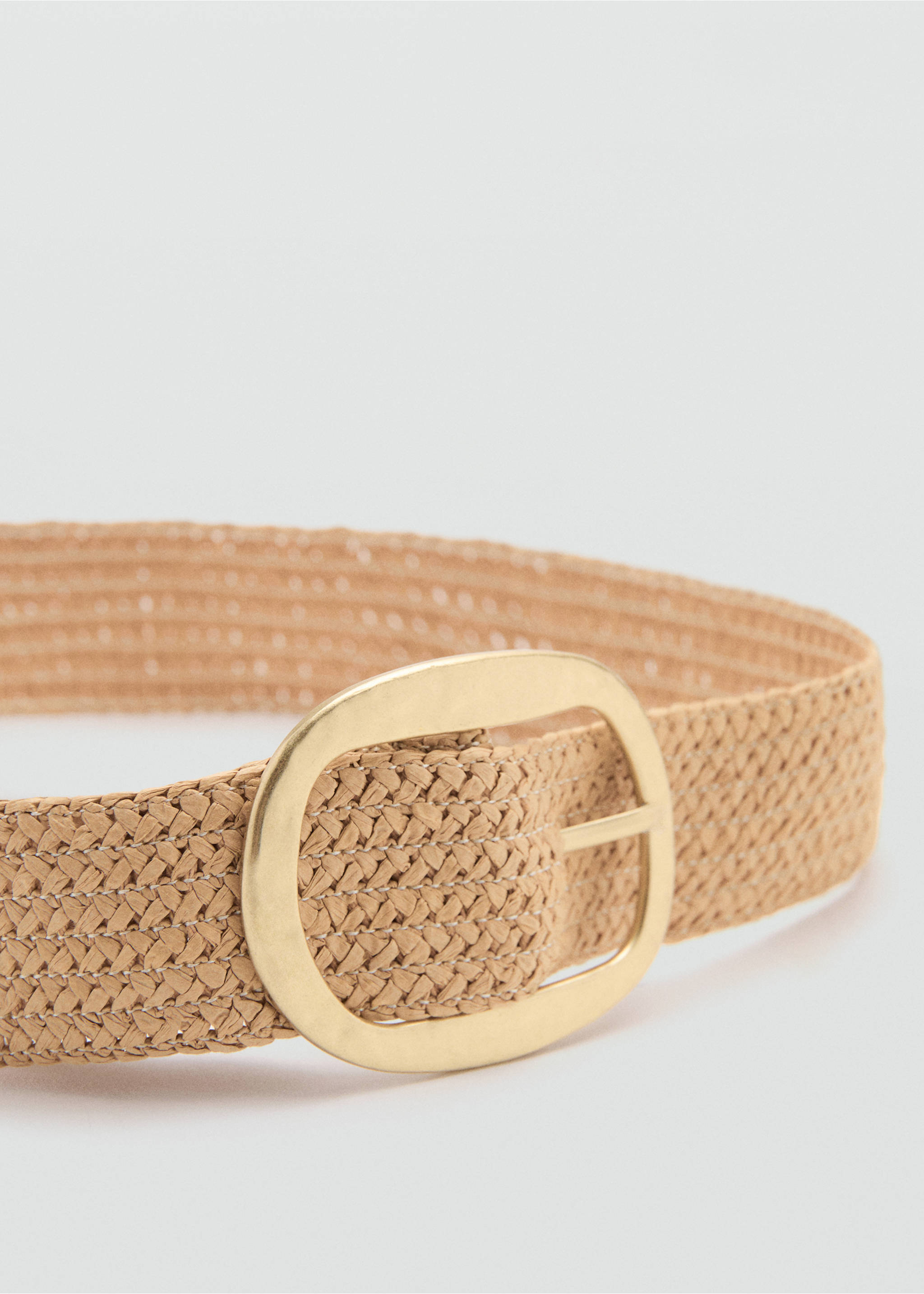 Natural fibre belt with oval buckle - Medium plane, Beige. Ref: 27075954-00.