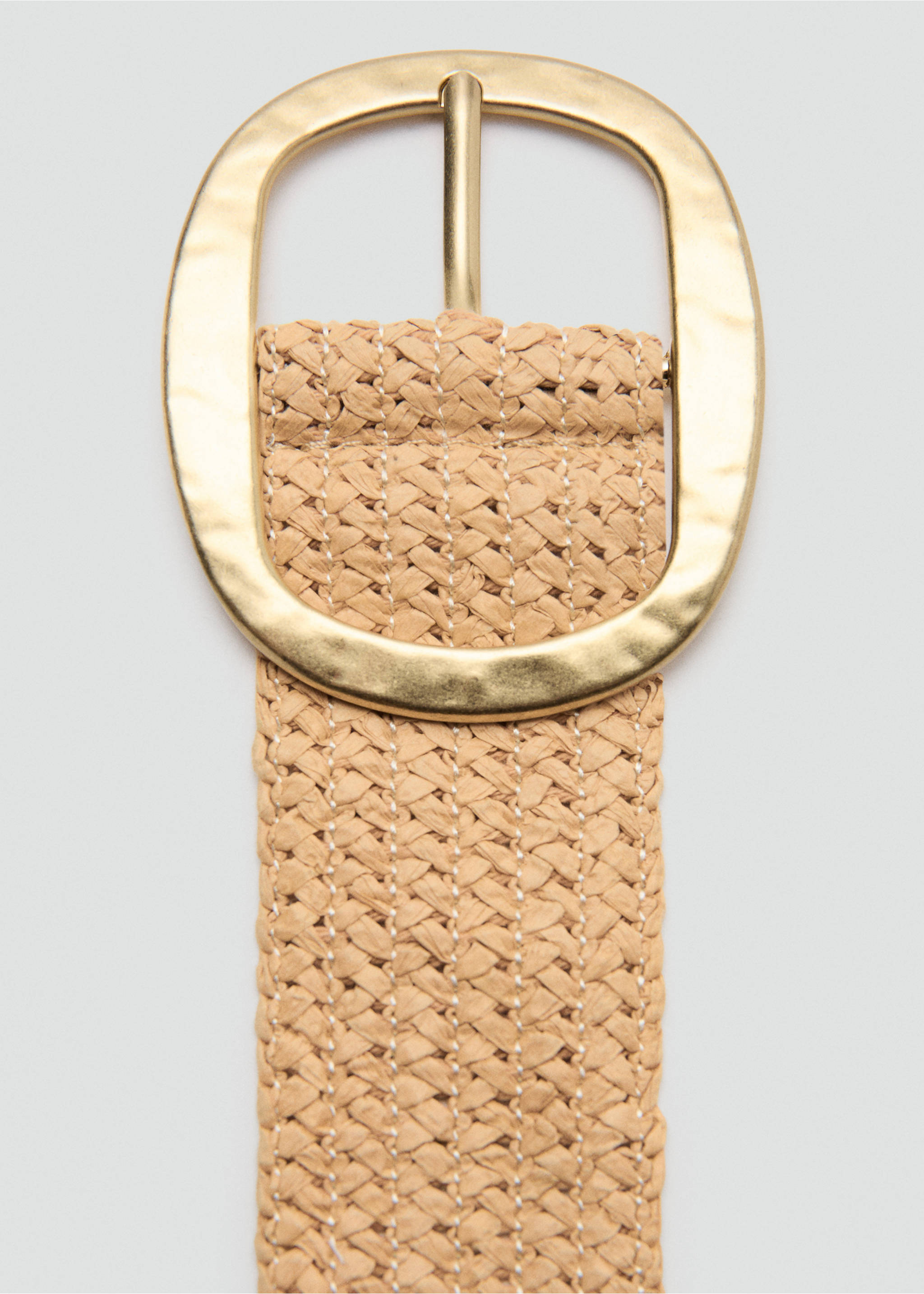 Natural fibre belt with oval buckle - Details of the article 1, Beige. Ref: 27075954-00.