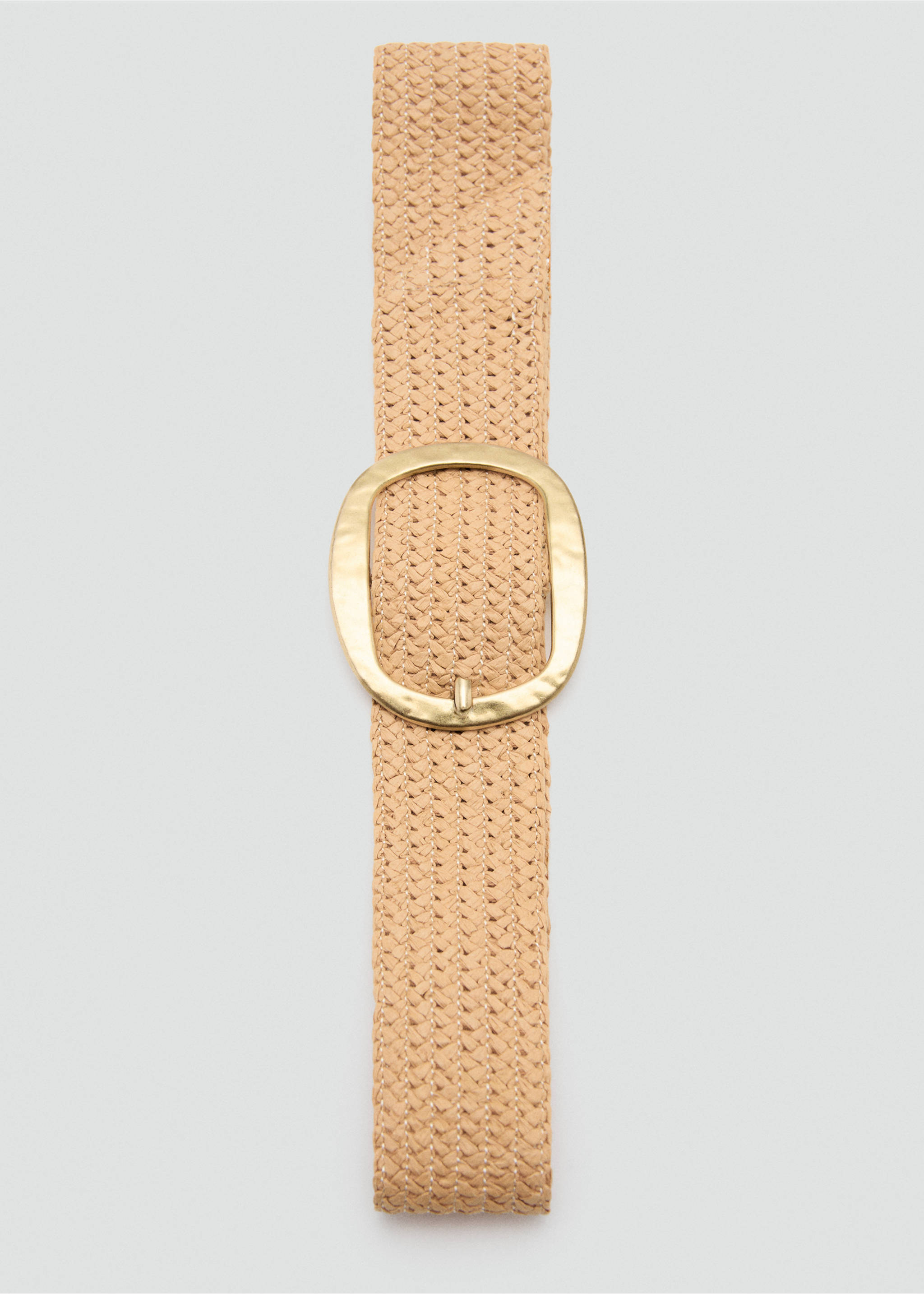 Natural fibre belt with oval buckle - Details of the article 2, Beige. Ref: 27075954-00.
