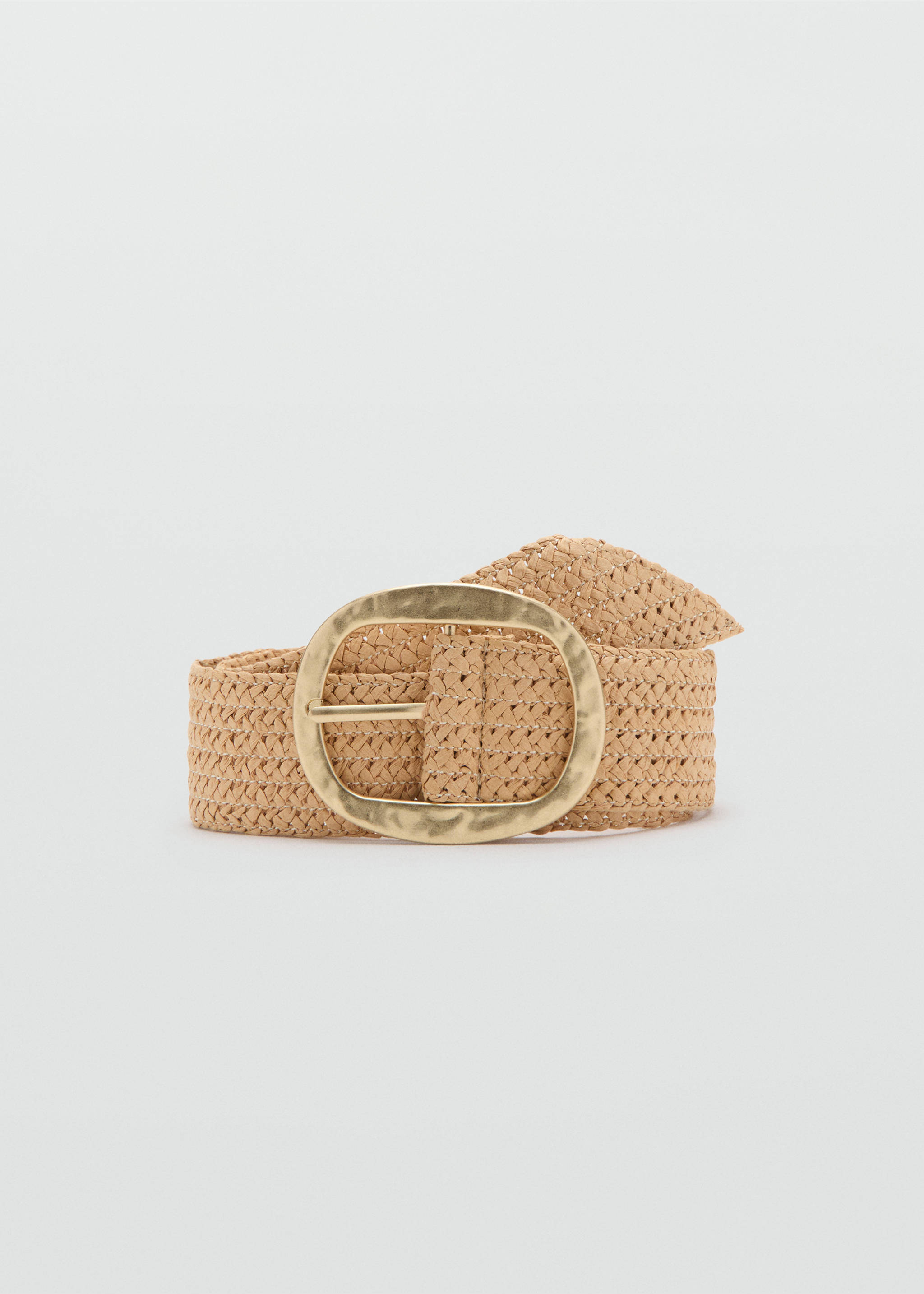 Cinto de fibra natural com fivela oval - Artigo sem modelo, Bege. Ref: 27075954-00.