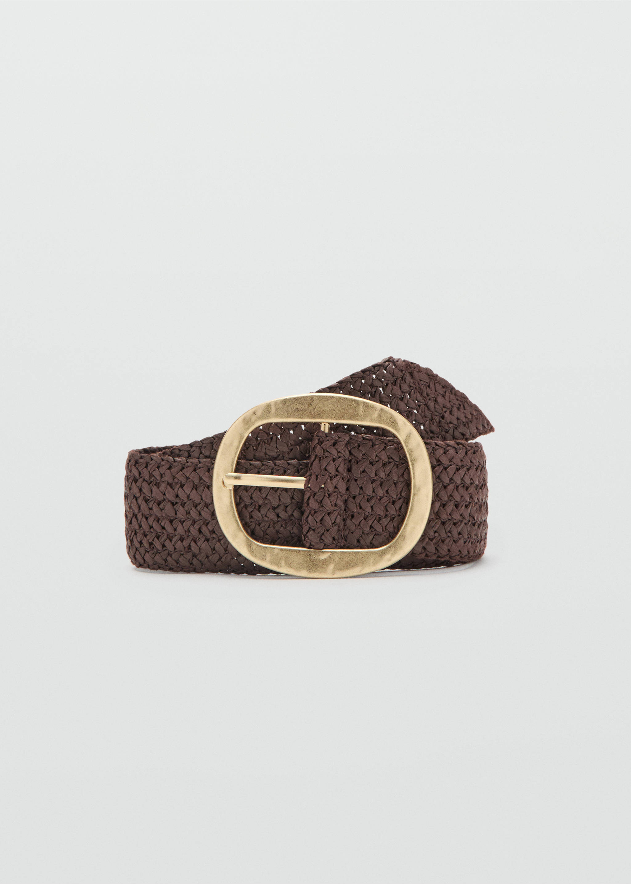 Natural fibre belt with oval buckle - Article without model, Chocolate. Ref: 27075954-00.