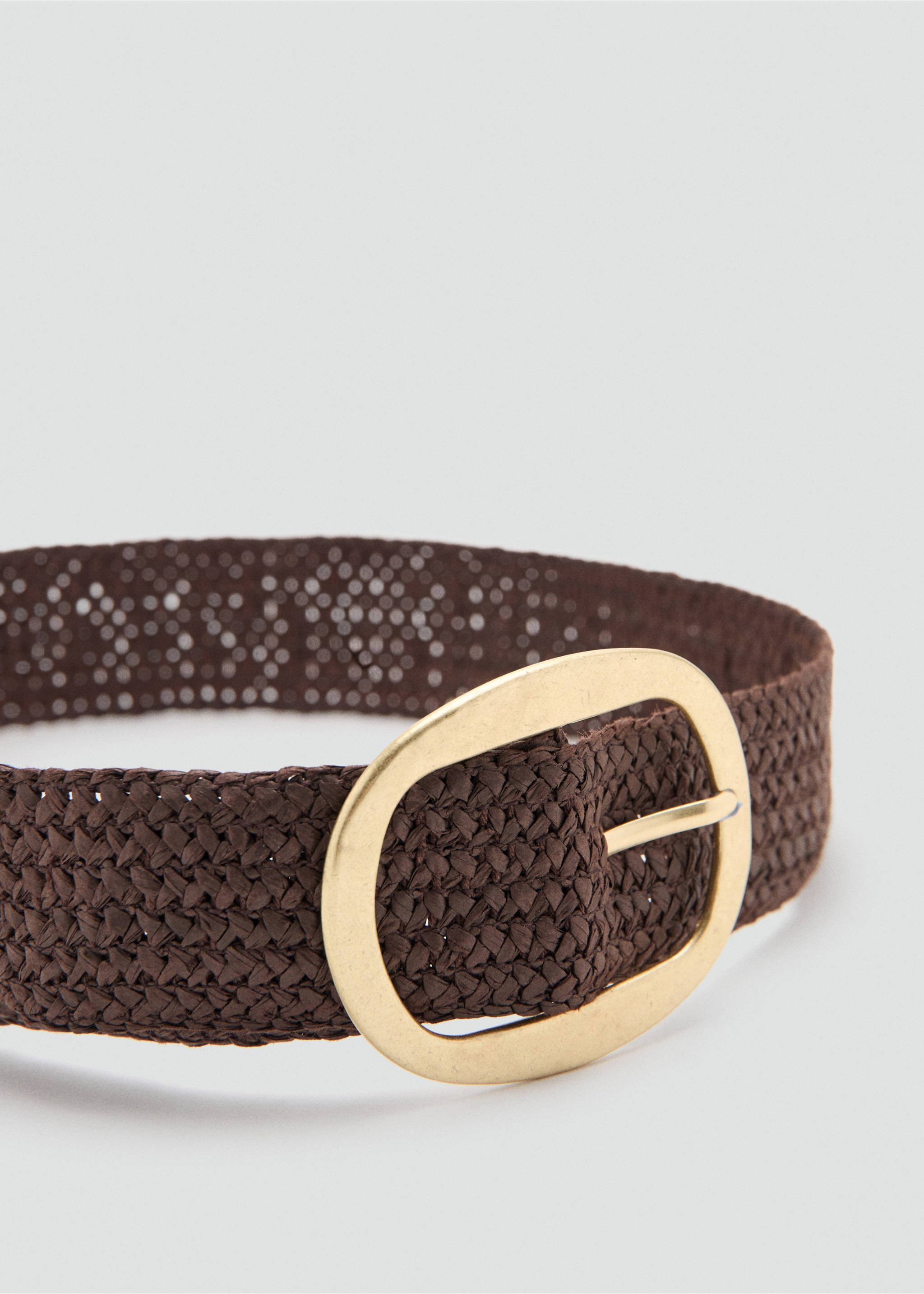 Natural fibre belt with oval buckle - Medium plane, Chocolate. Ref: 27075954-00.