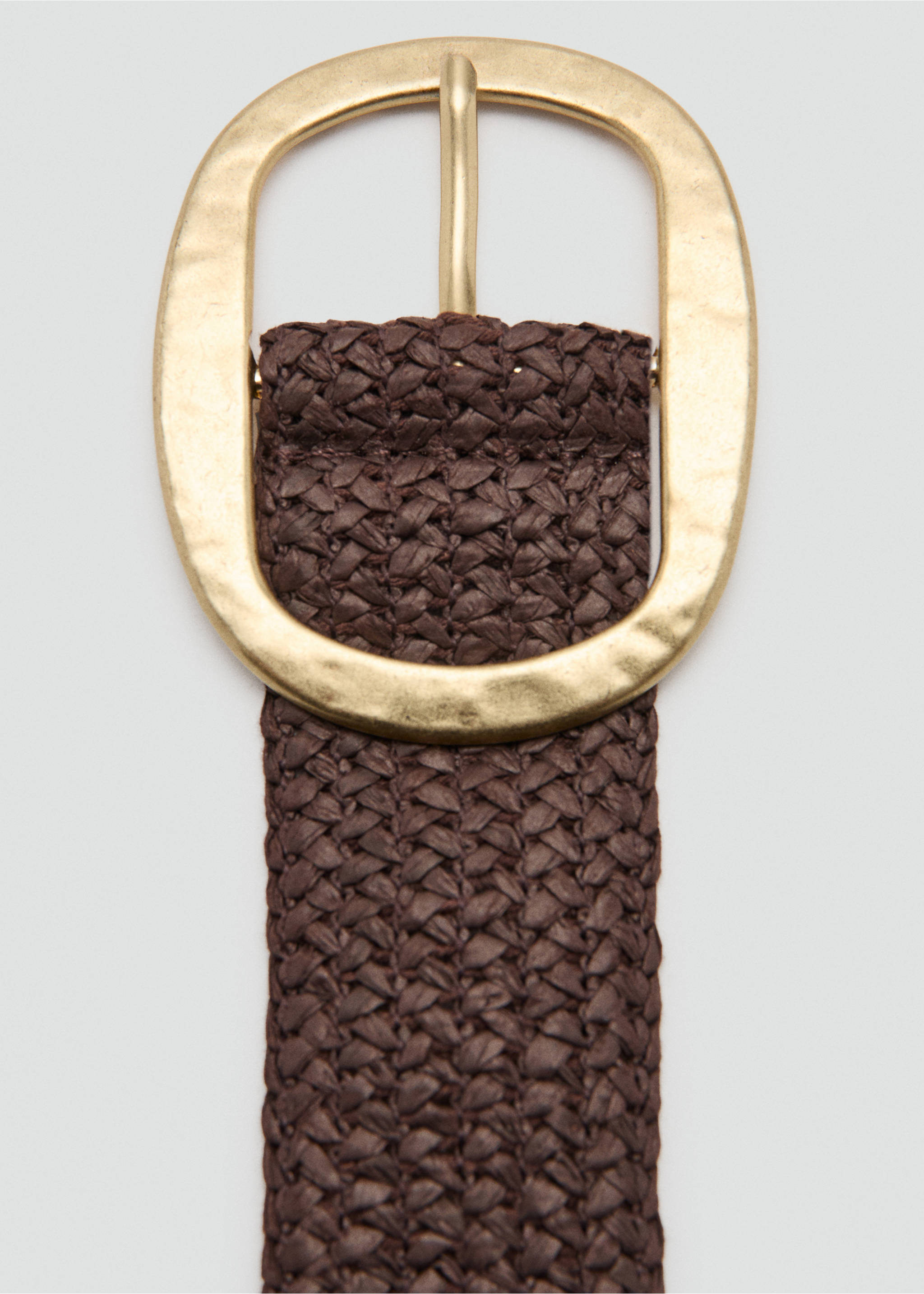 Natural fibre belt with oval buckle - Details of the article 1, Chocolate. Ref: 27075954-00.