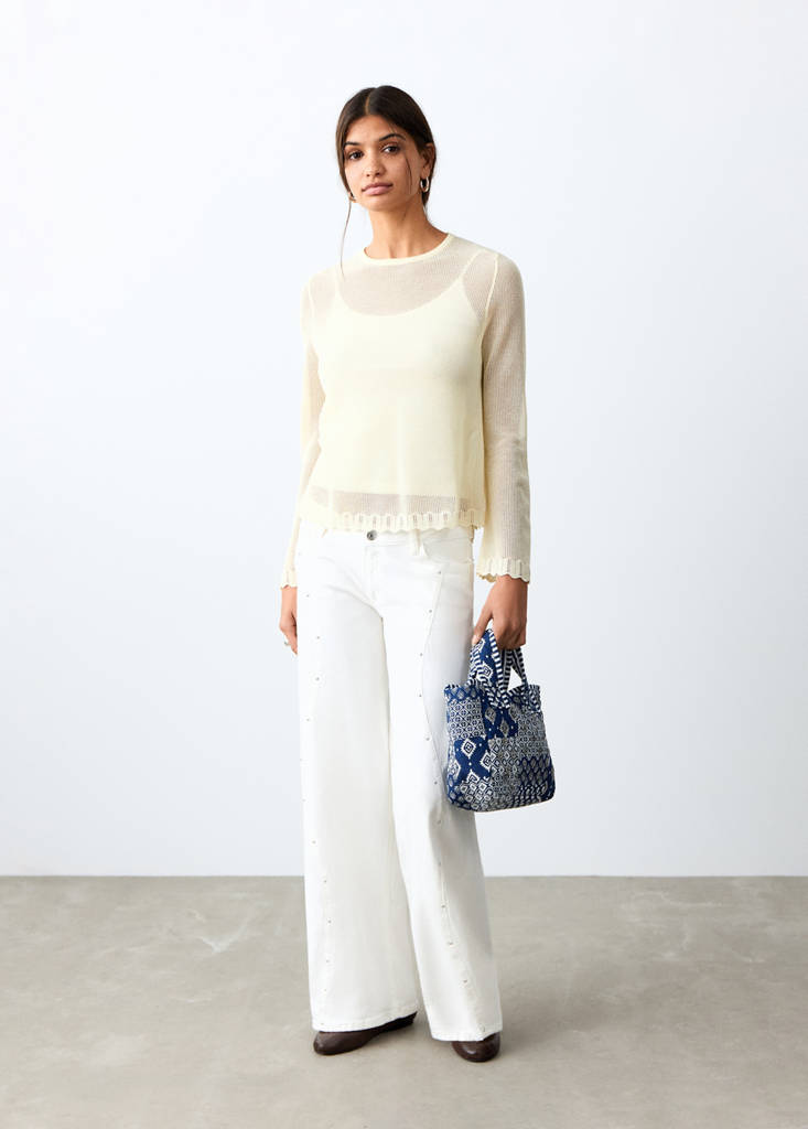 Pullover mit Lochstrickmuster — Gelb