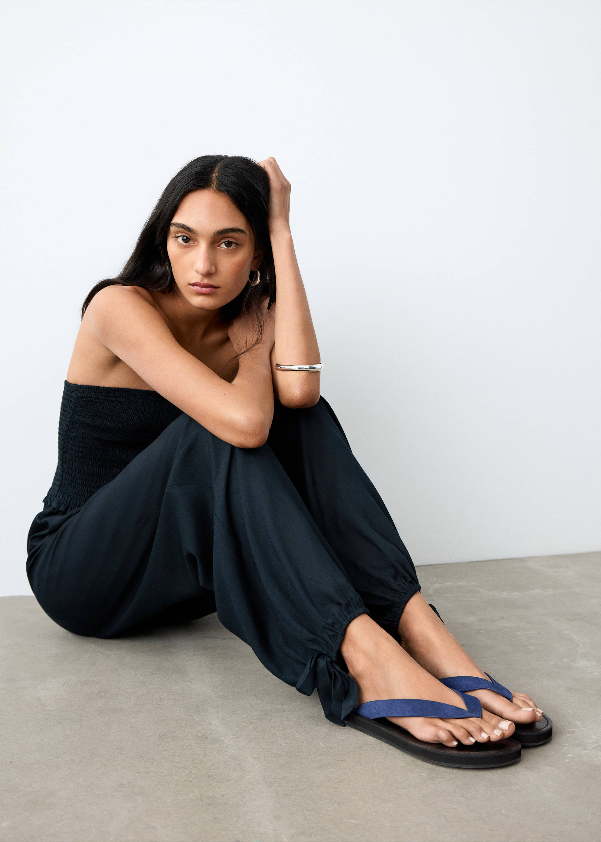 Bardot balloon bandeau jumpsuit - Details of the article 2, Navy. Ref: 27075956-00.