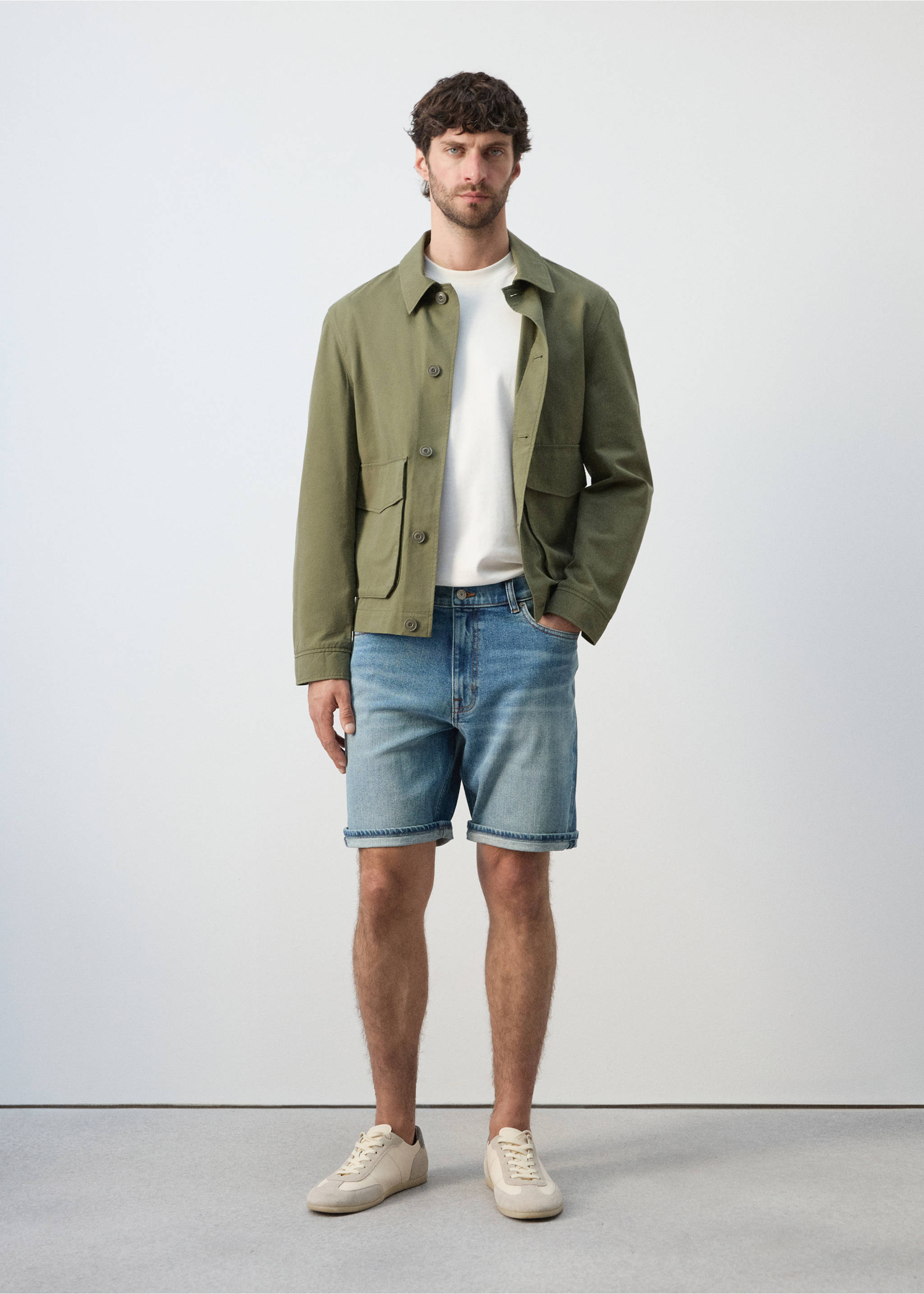 Bermudas vaqueras slim fit - Plano general, Azul medio. Ref: 27075958-00.