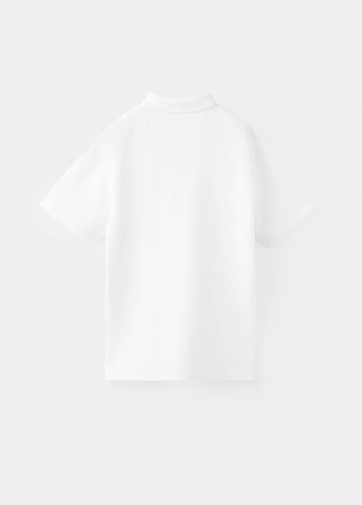 Ribbed cotton polo shirt — White