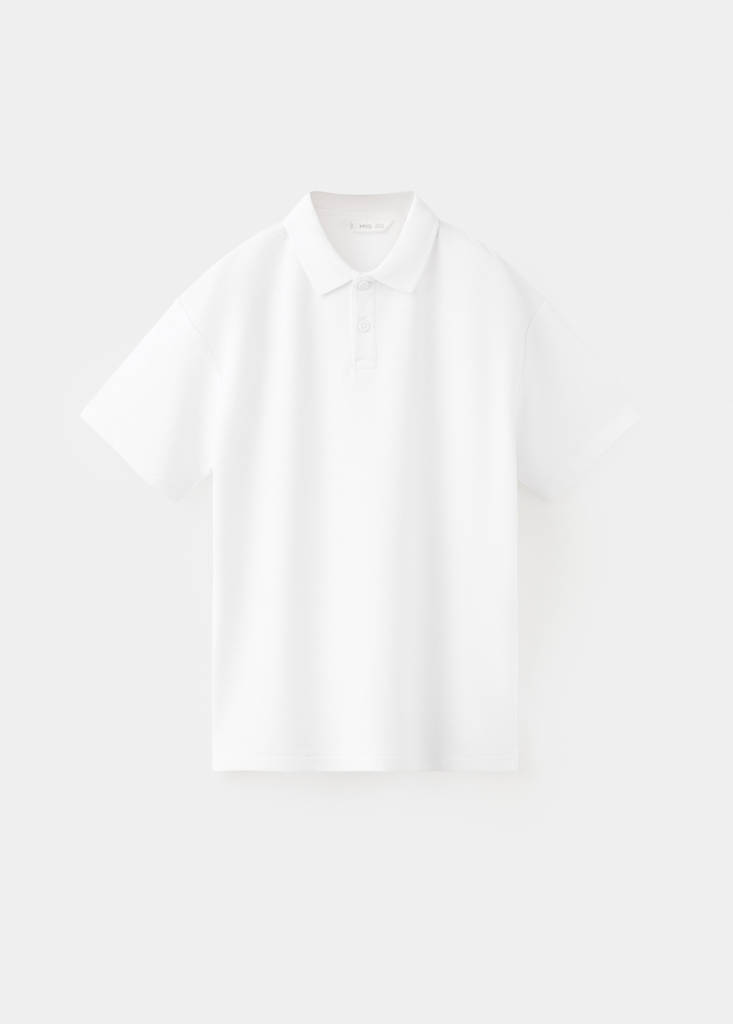 Ribbed cotton polo shirt — White