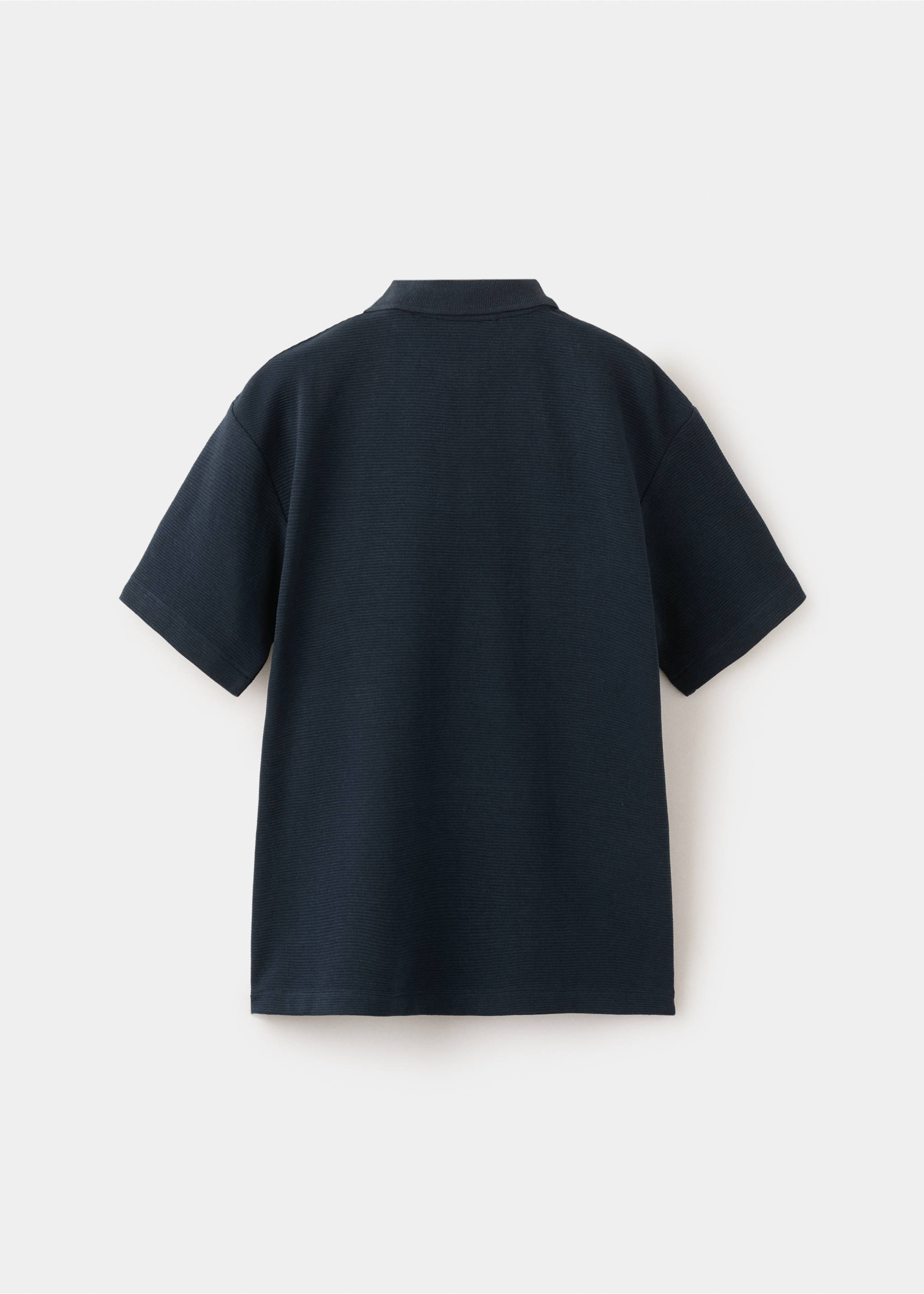 Ribbed cotton polo shirt - Reverse of the article, Navy. Ref: 27075961-00.