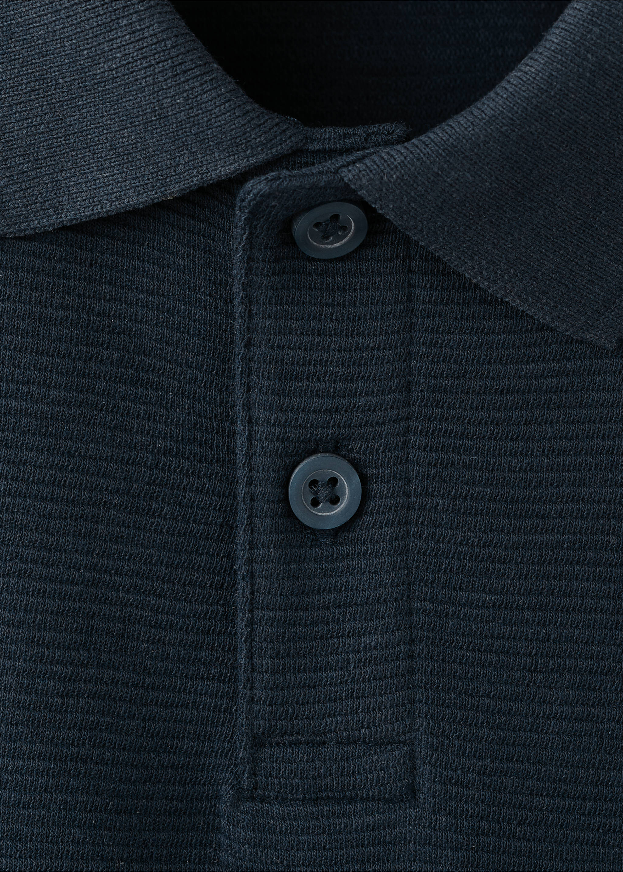 Ribbed cotton polo shirt - Details of the article 8, Navy. Ref: 27075961-00.