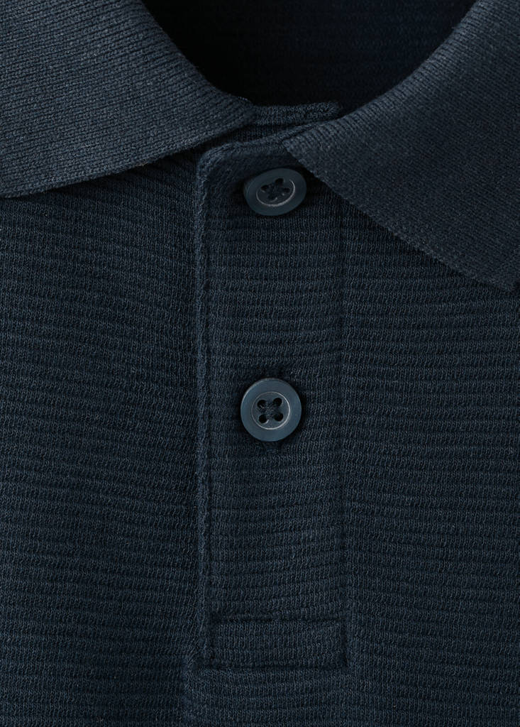 Ribbed cotton polo shirt — Navy