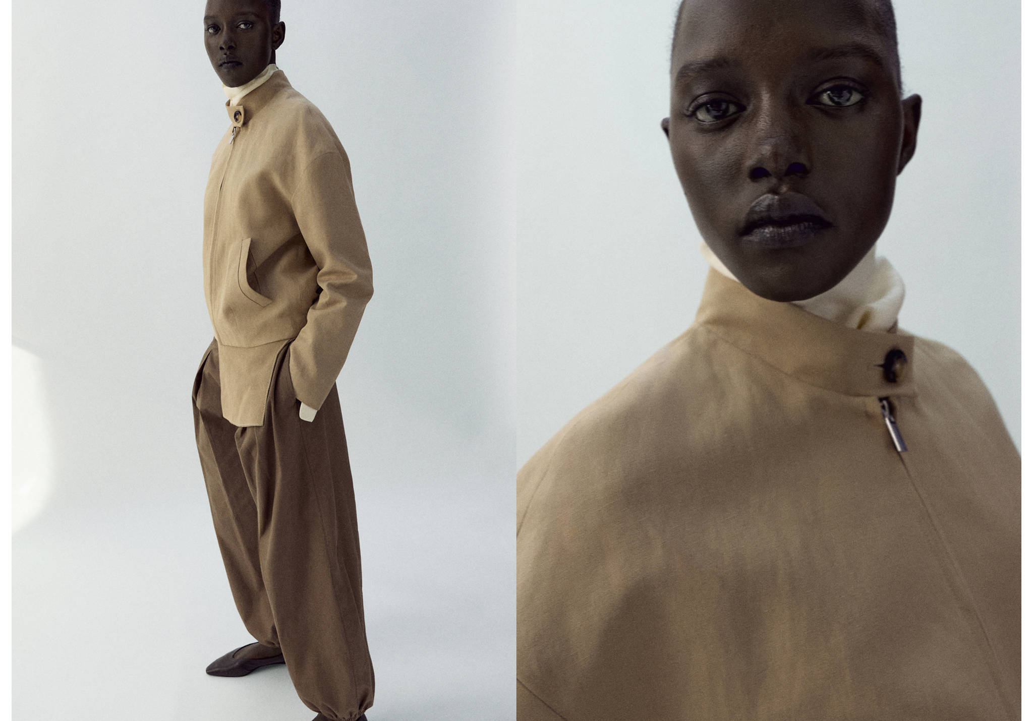 Linen jacket with stand collar - Panoramic plane