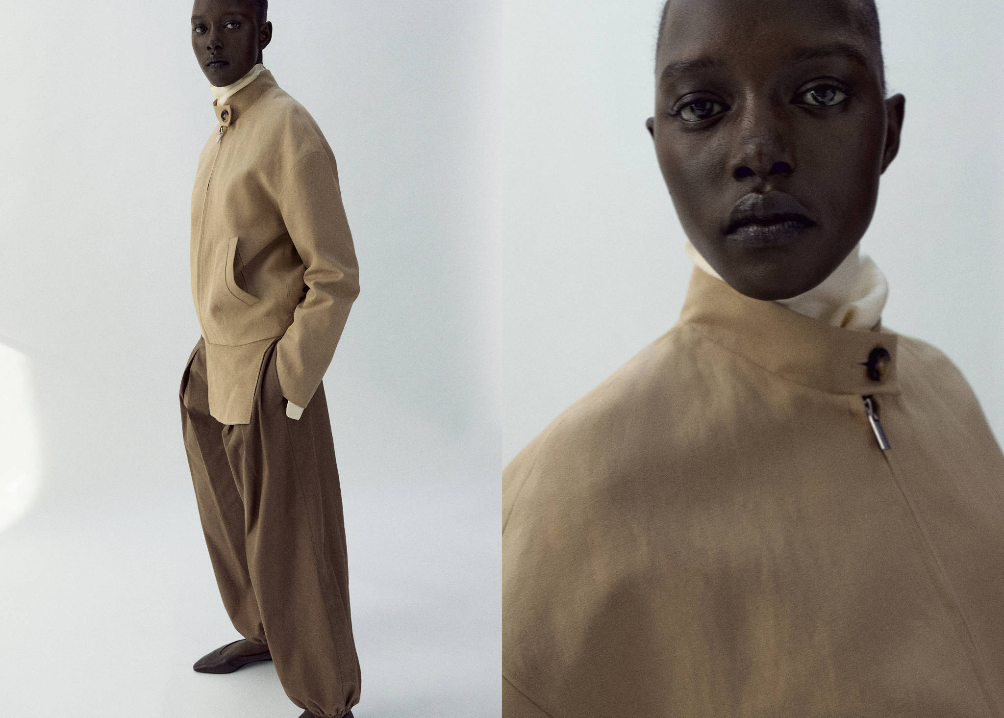 Linen jacket with stand collar - Panoramic plane