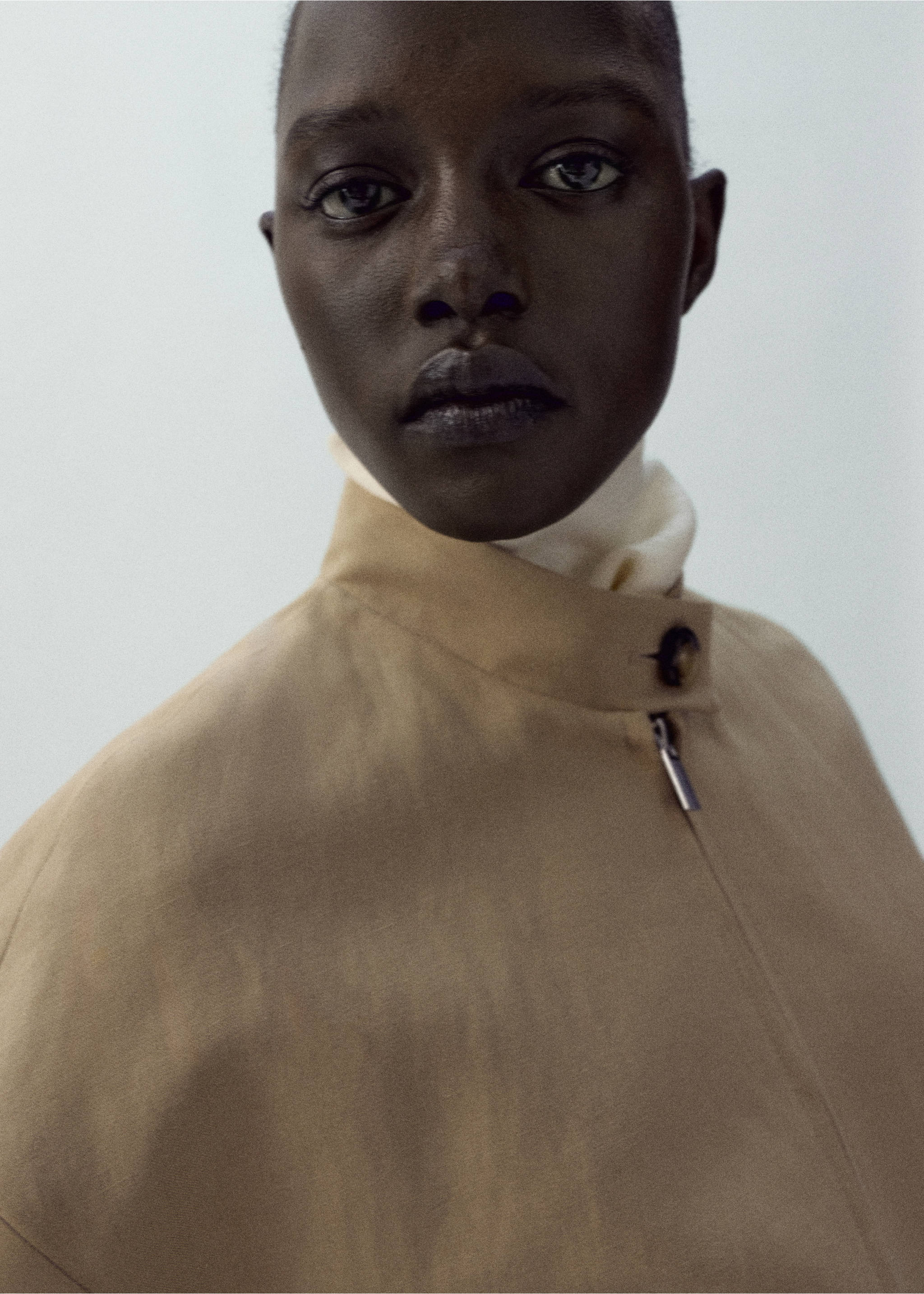 Linen jacket with stand collar - Details of the article 1, Beige. Ref: 27075962-01.