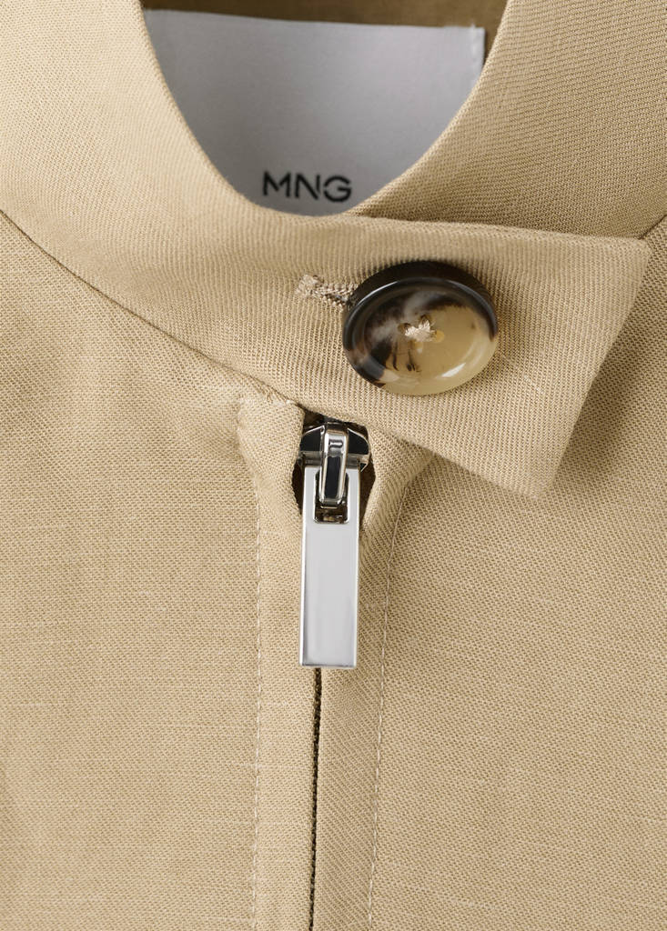 Linen jacket with stand collar — Beige
