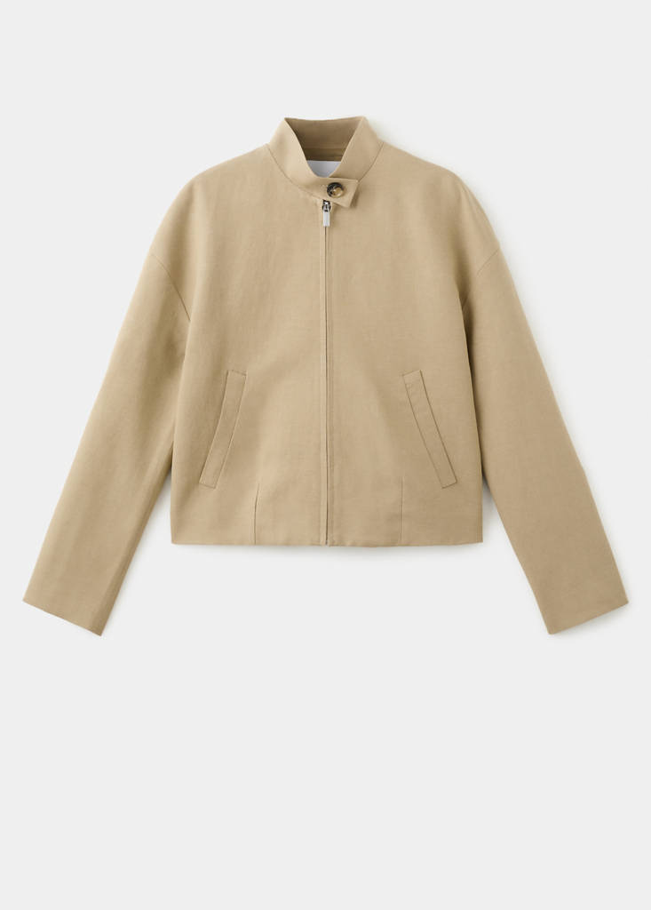 Linen jacket with stand collar — Beige