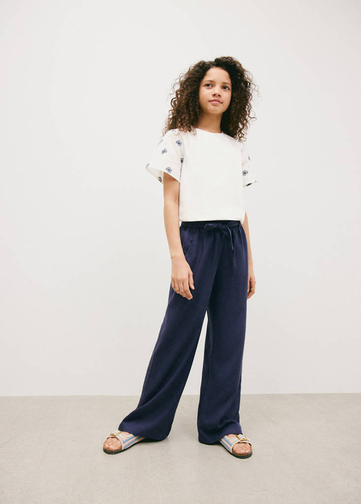 Lyocell tie-waist trousers — Navy