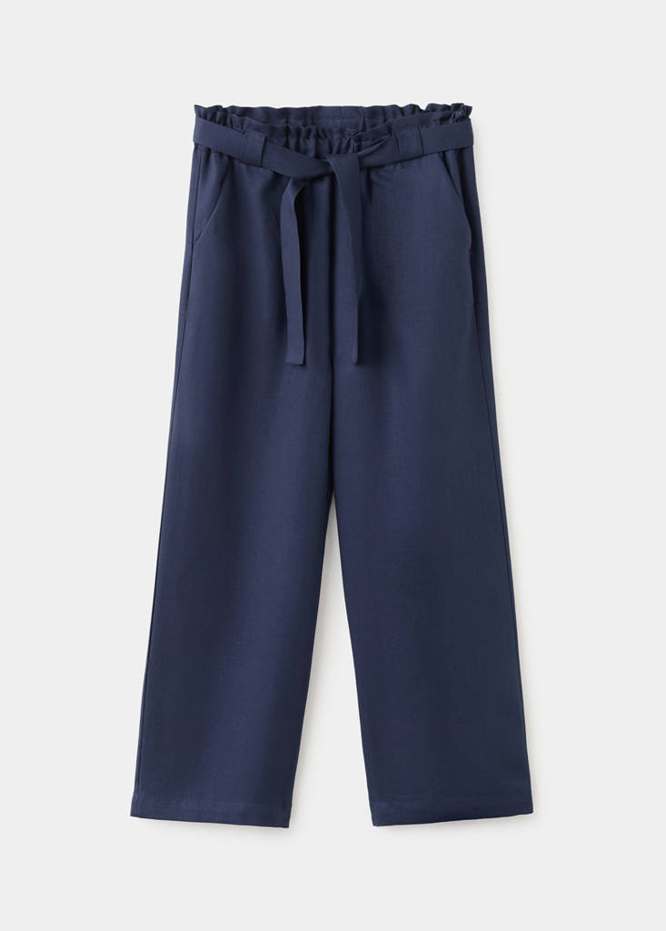 Lyocell tie-waist trousers — Navy