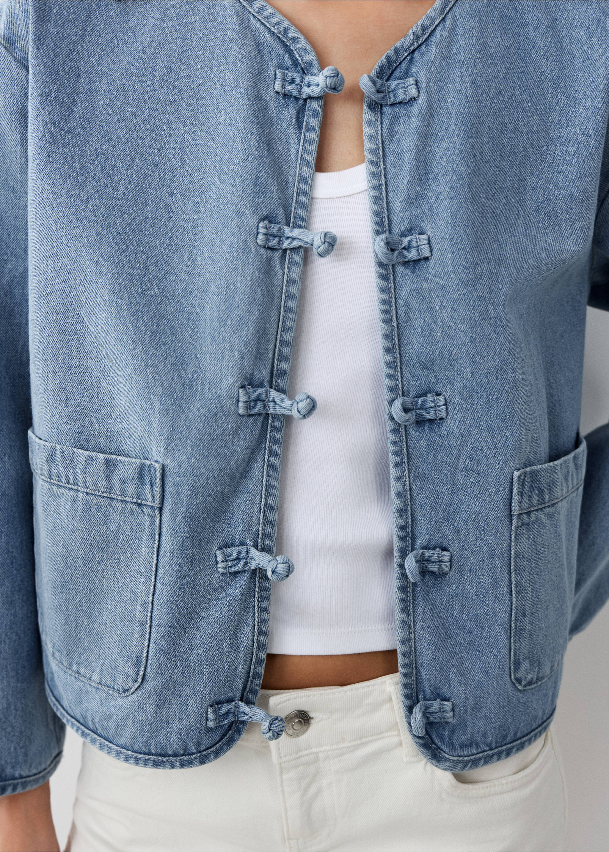 Jaqueta texana butxaques - Detall de l'article 6, Blau mitjà. Ref: 27075979-00.