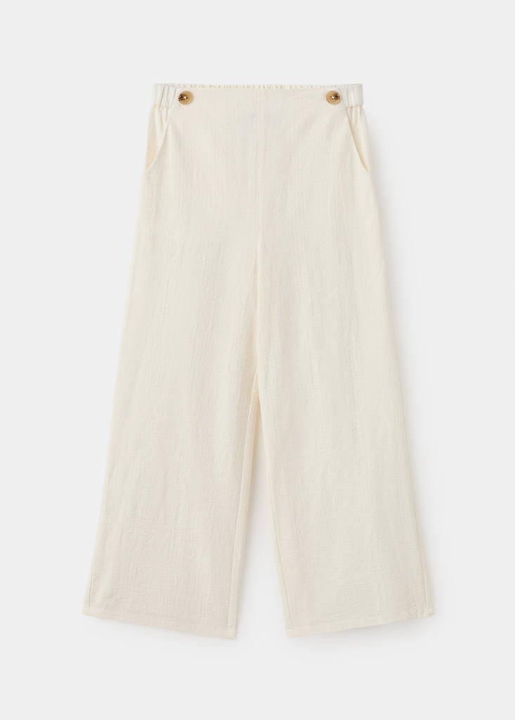 Straight-fit cotton trousers — White