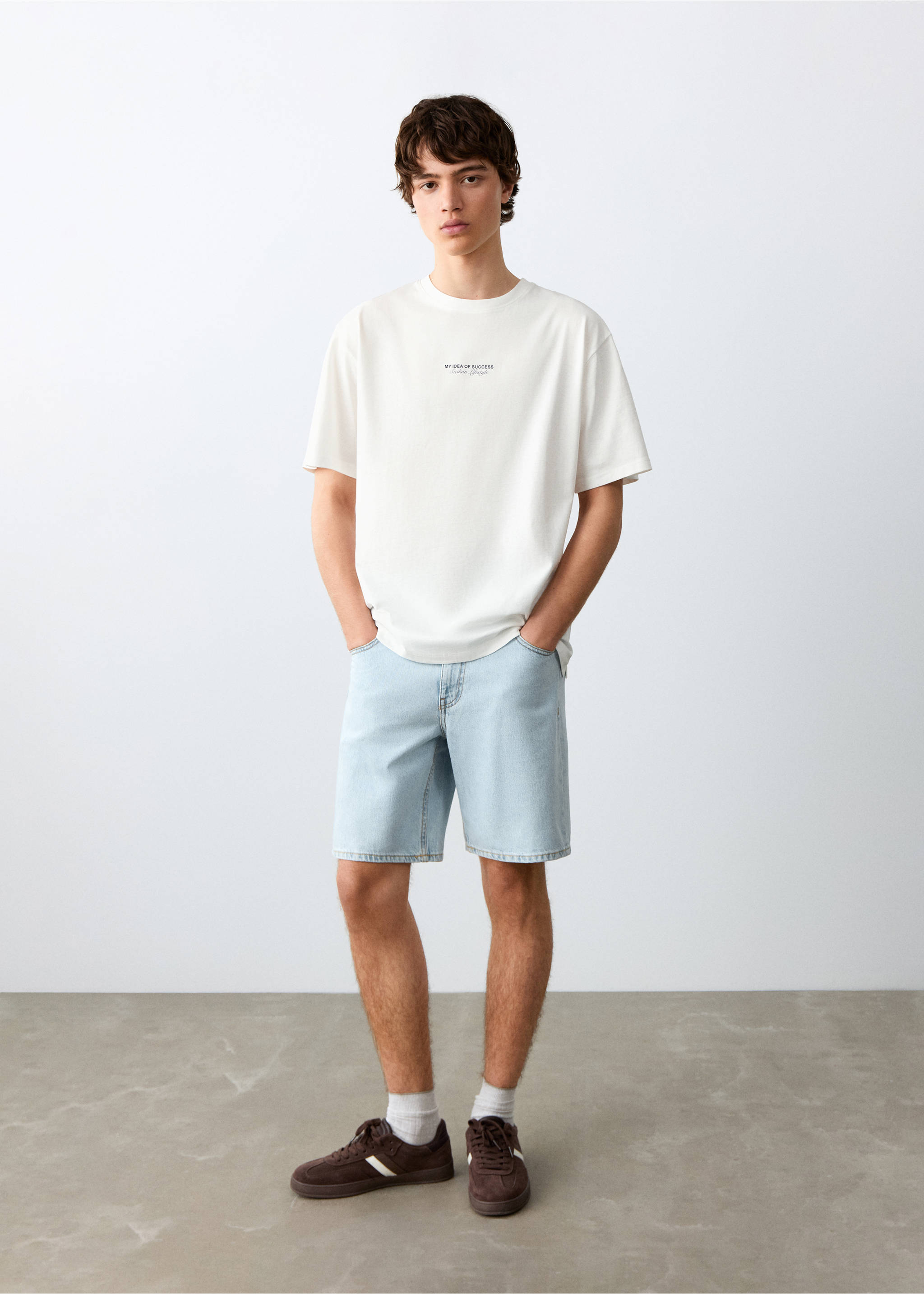 T-shirt en coton imprimé - Plan général, Blanc cassé. Ref: 27075985-00.