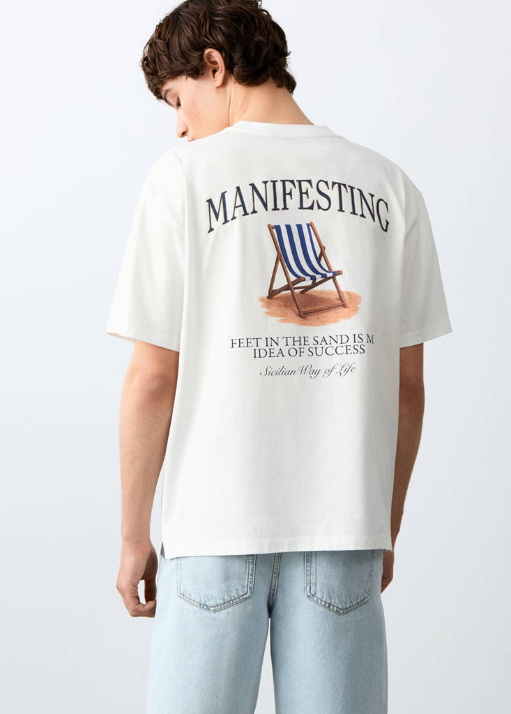 Printed cotton-blend t-shirt — Off White