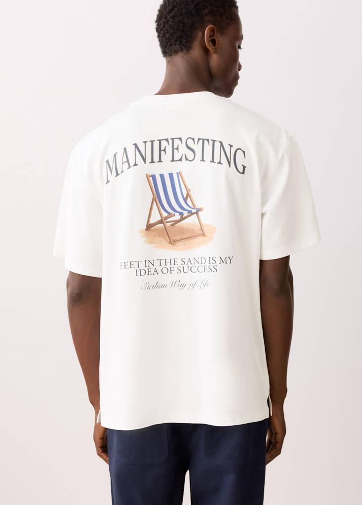 Printed cotton-blend t-shirt — Off White