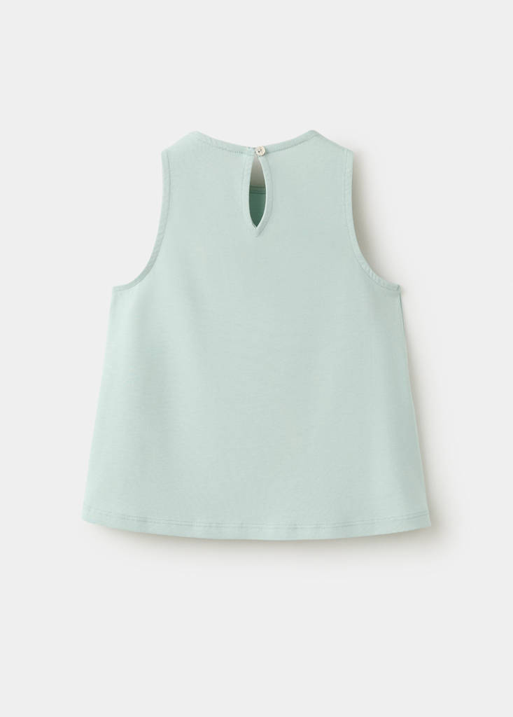 Floral relief top — Aqua Green