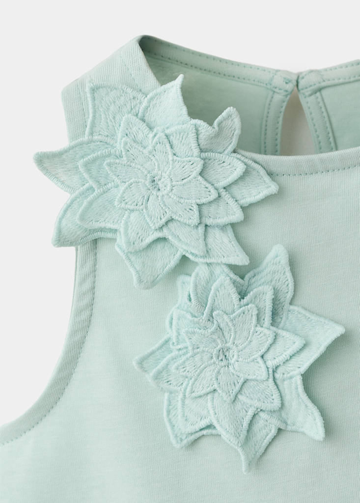 Floral relief top — Aqua Green