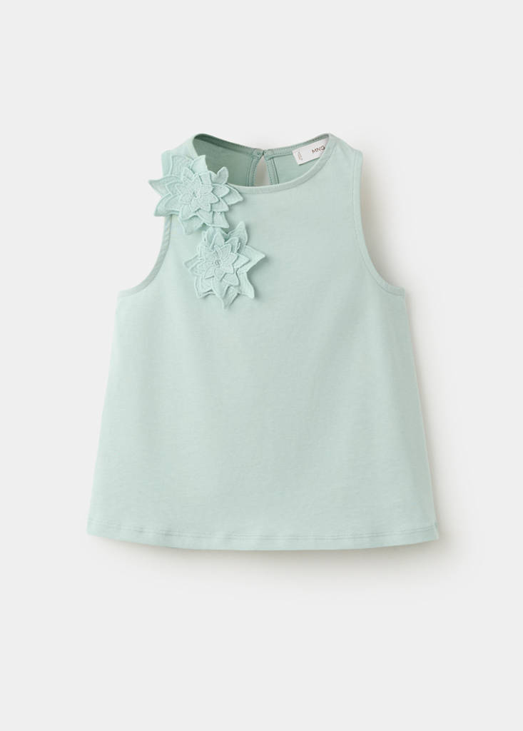 Floral relief top — Aqua Green