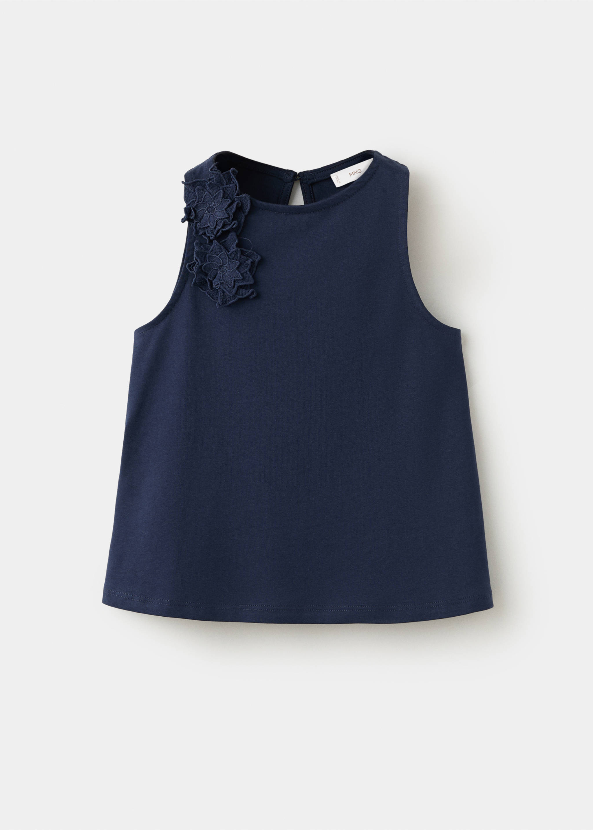 Top à fleurs en relief - Article sans modèle, Bleu marine. Ref: 27075986-00.