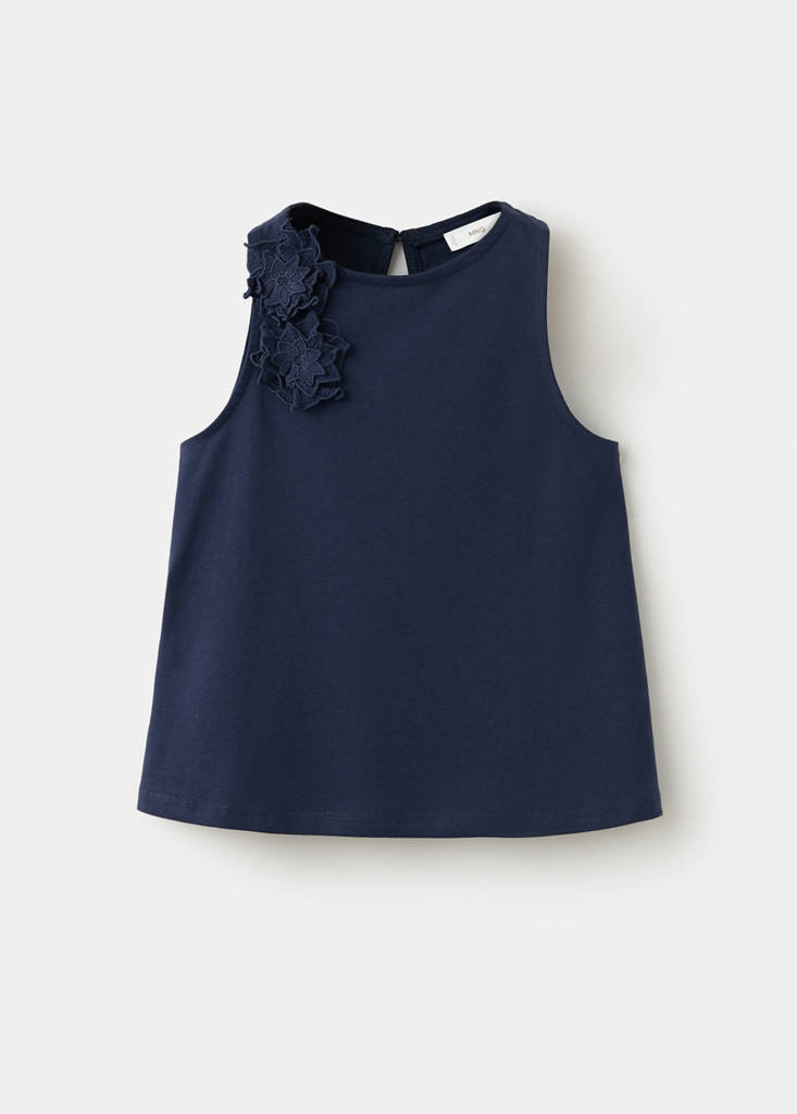 Floral relief top — Navy