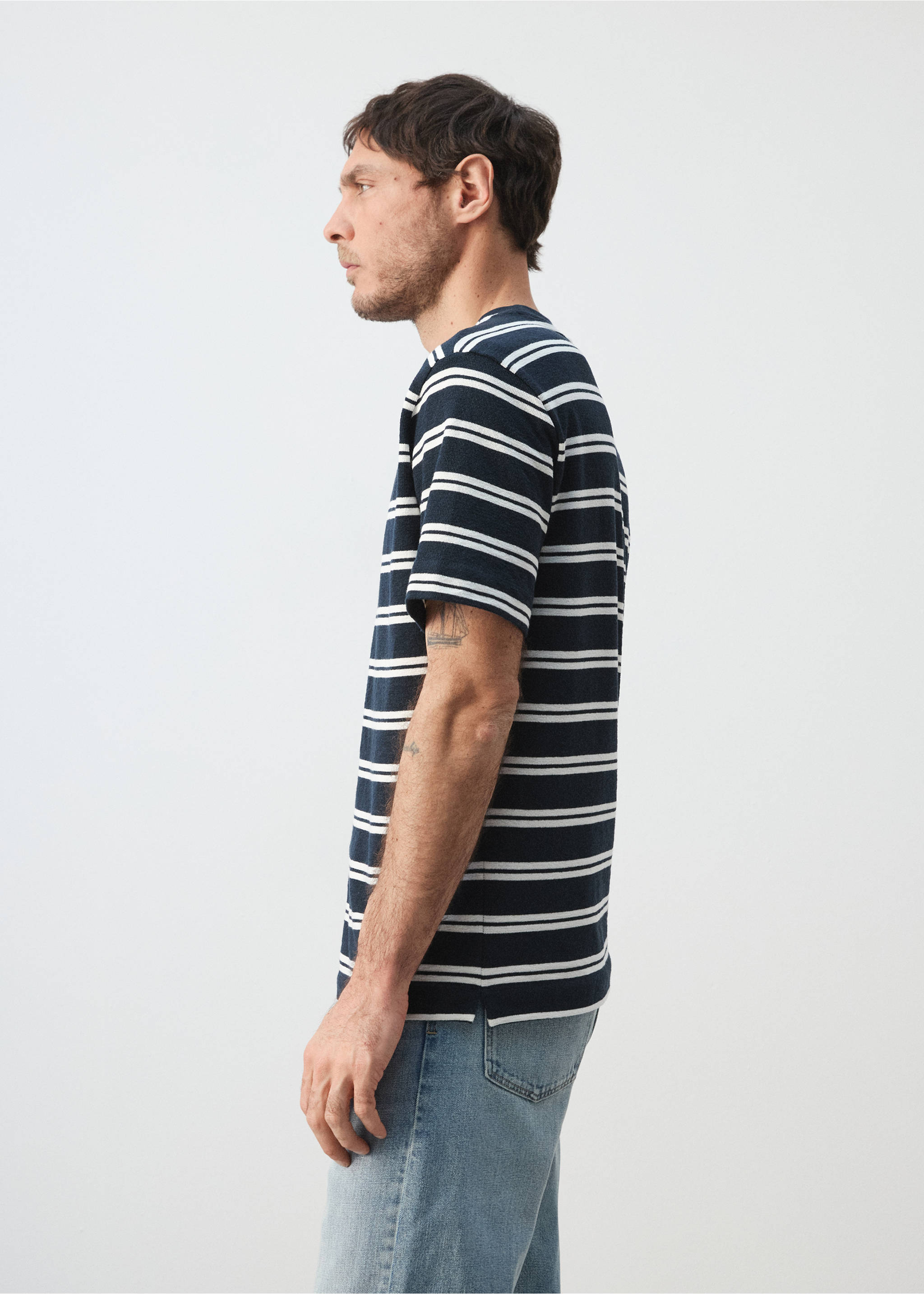 T-shirt regular-fit rayures - Détail de l'article 2, Bleu marine. Ref: 27075987-00.