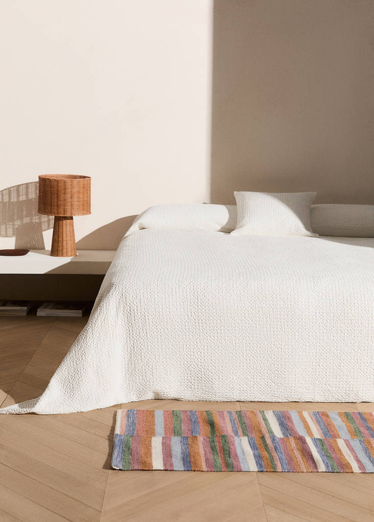 Waffel-Baumwolldecke garment dye Bett 90/105 cm — Ecru