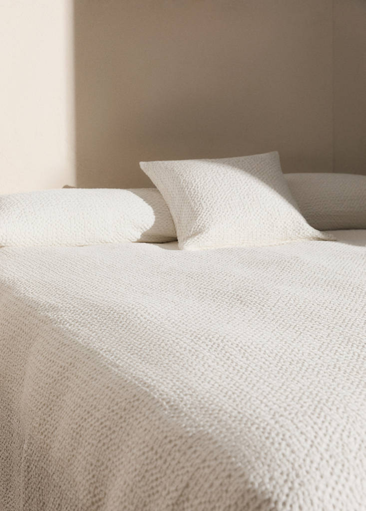 Waffel-Baumwolldecke garment dye Bett 90/105 cm — Ecru