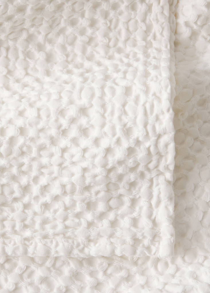 Waffel-Baumwolldecke garment dye Bett 90/105 cm — Ecru
