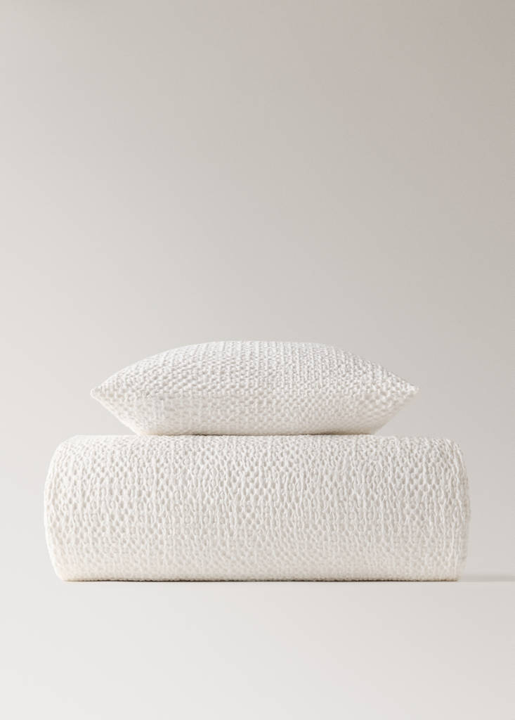 Waffel-Baumwolldecke garment dye Bett 90/105 cm — Ecru