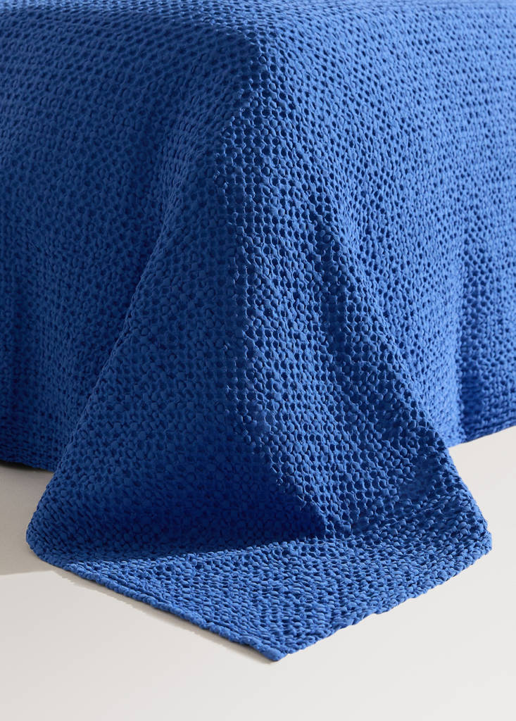 Waffel-Baumwolldecke garment dye Bett 90/105 cm — Blau