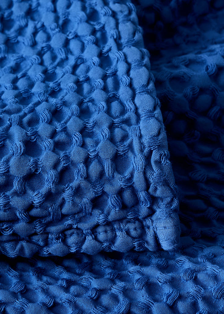 Waffel-Baumwolldecke garment dye Bett 90/105 cm — Blau